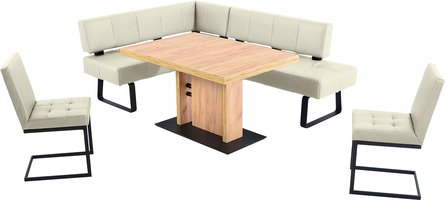 K+W KOMFORT & WOHNEN Essgruppe »Spider II« 4 Stk. tlg. langer Schenkel wahweise in 2 Breiten, 2 Freischwinger, 1 Tisch bianco 33 +