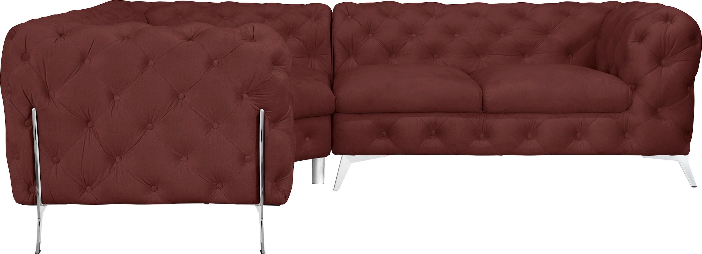 Leonique Chesterfield-Sofa »Amaury L-Form«, moderne Chersterfield-Optik, Breite 262 cm, Fußfarbe wählbar