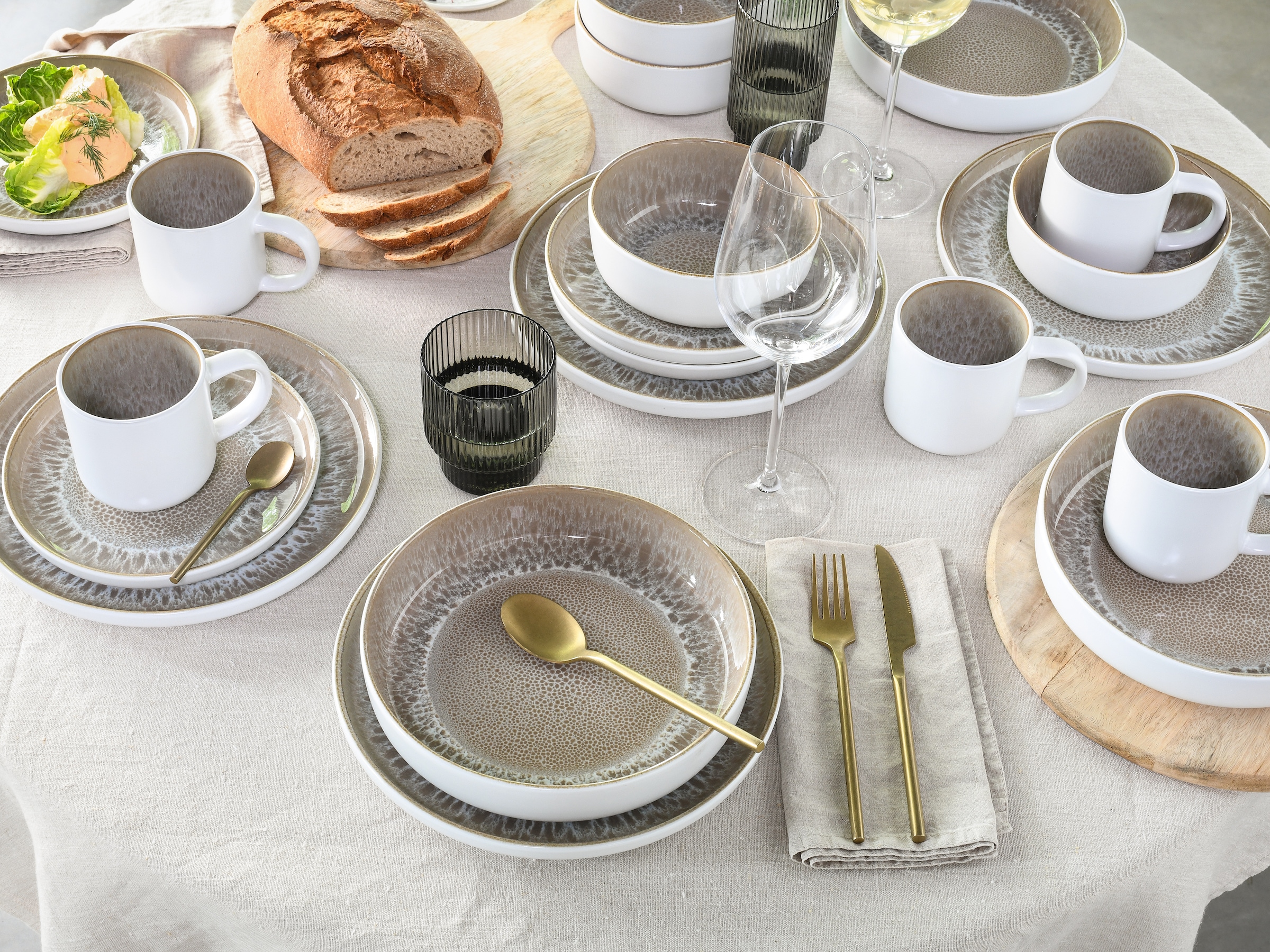 OTTO home Tafelservice »Teller Set, modernes Geschirr-Set, Service Novalee« hohe Haltbarkeit, spülmaschinen- & mikrowellengeeignet, Reaktivglasur