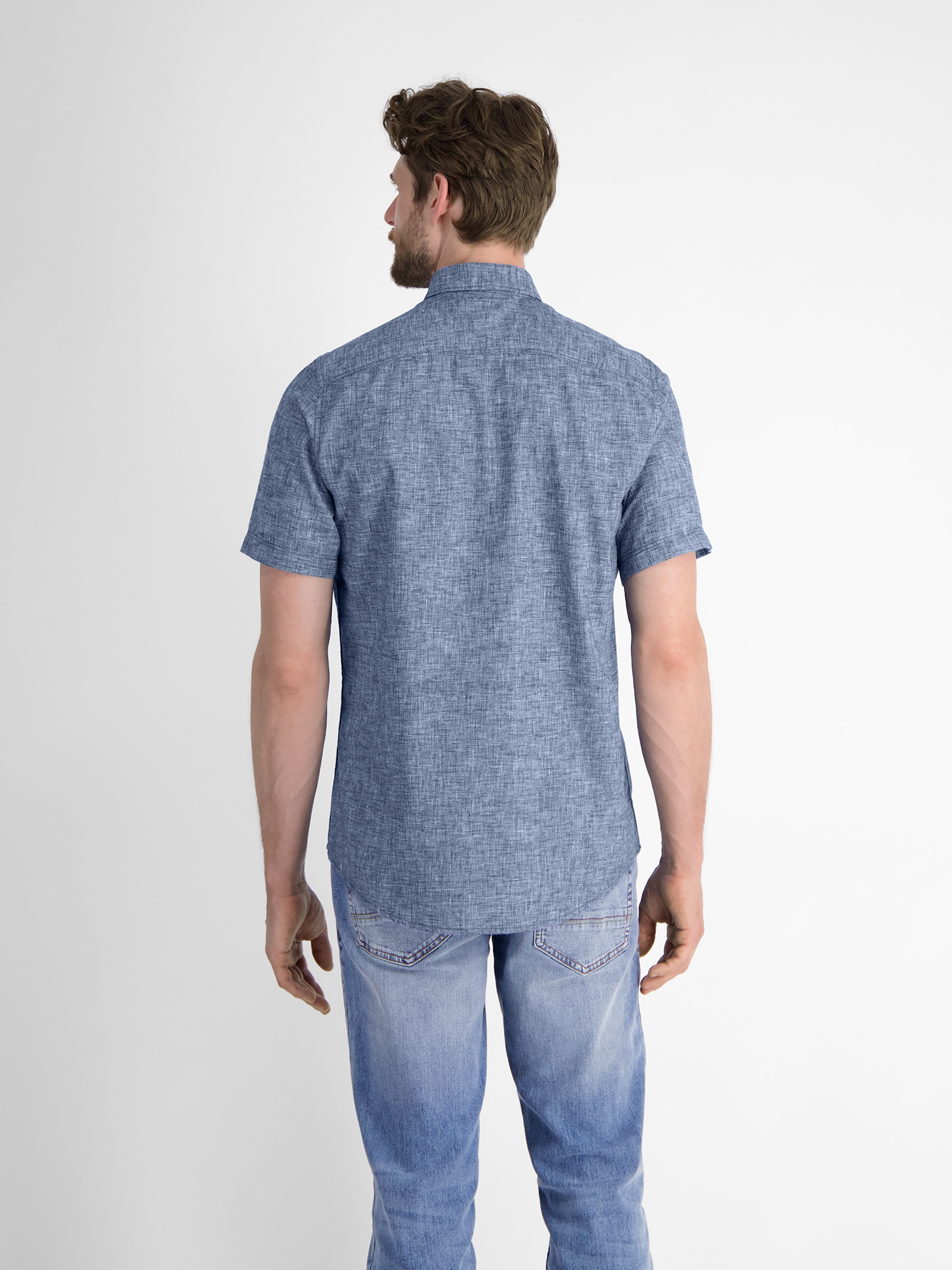 LERROS Kurzarmhemd »Kurzarmhemd mit verdecktem Button-down-Kragen«