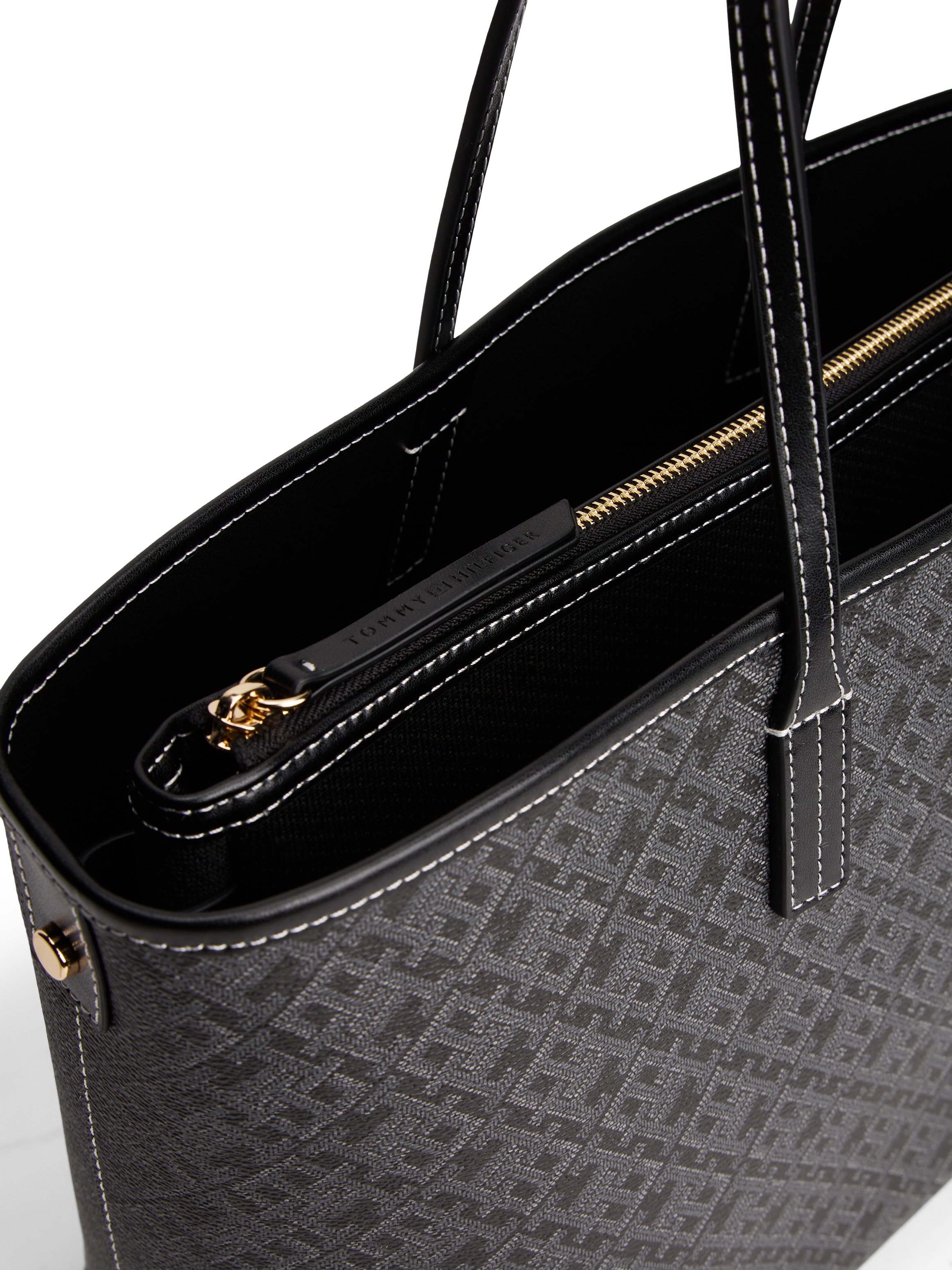 Tommy Hilfiger Tragetasche »TH MONOPLAY LEATHER TOTE« , Damen Schultertasche mit bedrucktem TH-Monogramm