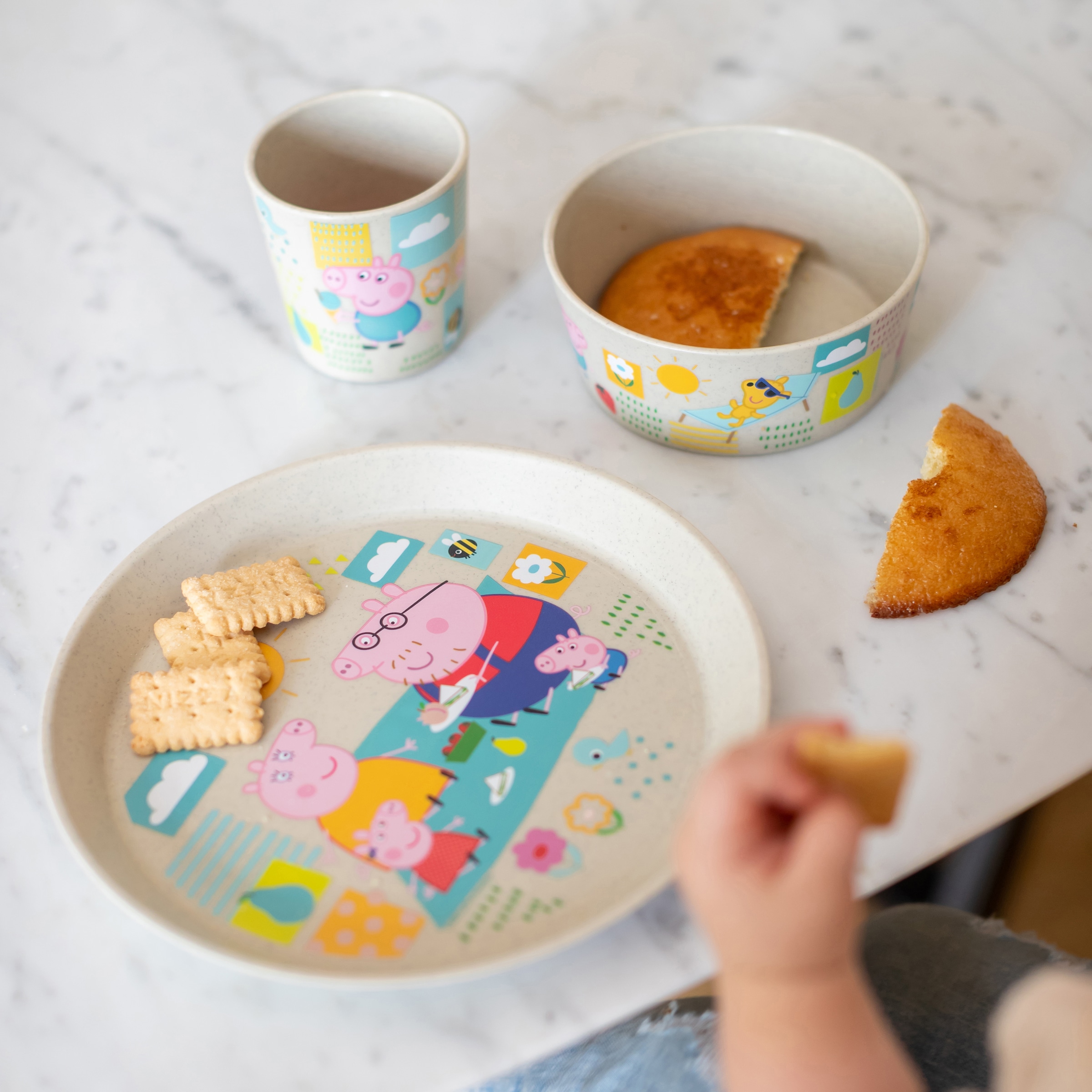KOZIOL Kindergeschirr-Set »CONNECT PEPPA PIG«, (Set, 3 tlg., je 1 Kinderbecher, Kinderschale, Kinderteller), Made in Germany, 3 Teile, für 1 Person
