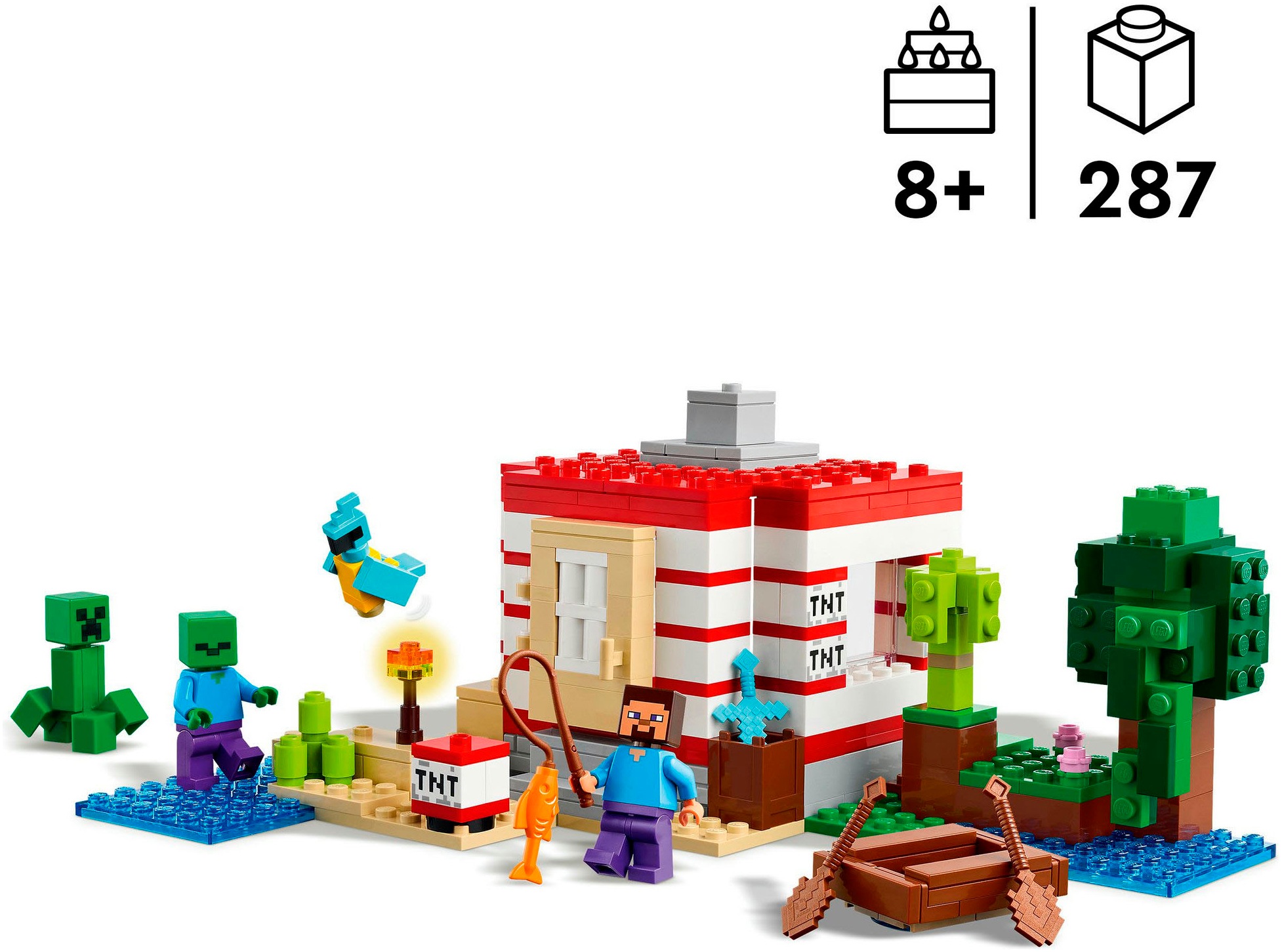 LEGO® Konstruktionsspielsteine »Das TNT-Dschungelhaus (21275), LEGO Minecraft«, (287 St.), Made in Europe