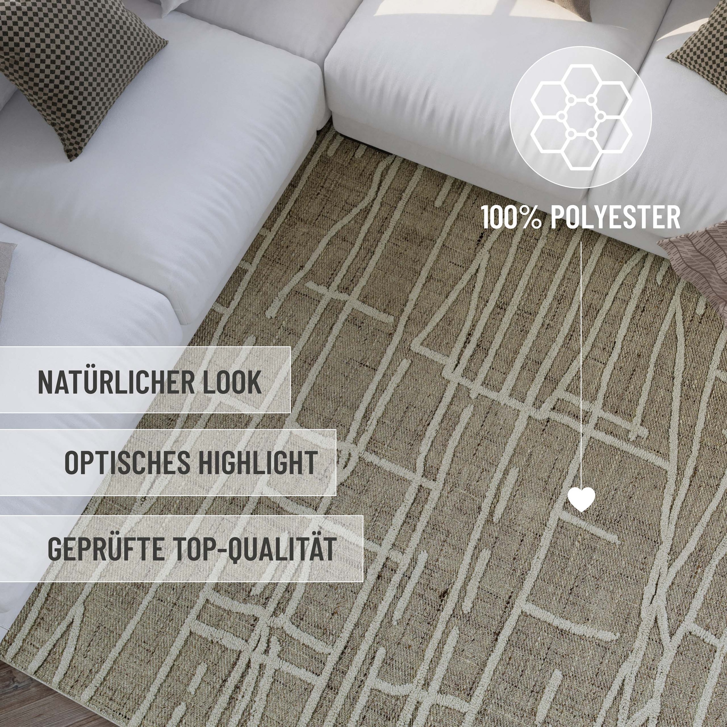 Wecon home Teppich »Hamptons TWENTYFIVE«, rund, 10 mm Höhe, Kurzflor, Wohnzimmer, Schlafzimmer, elegant, robust, abstraktes Design
