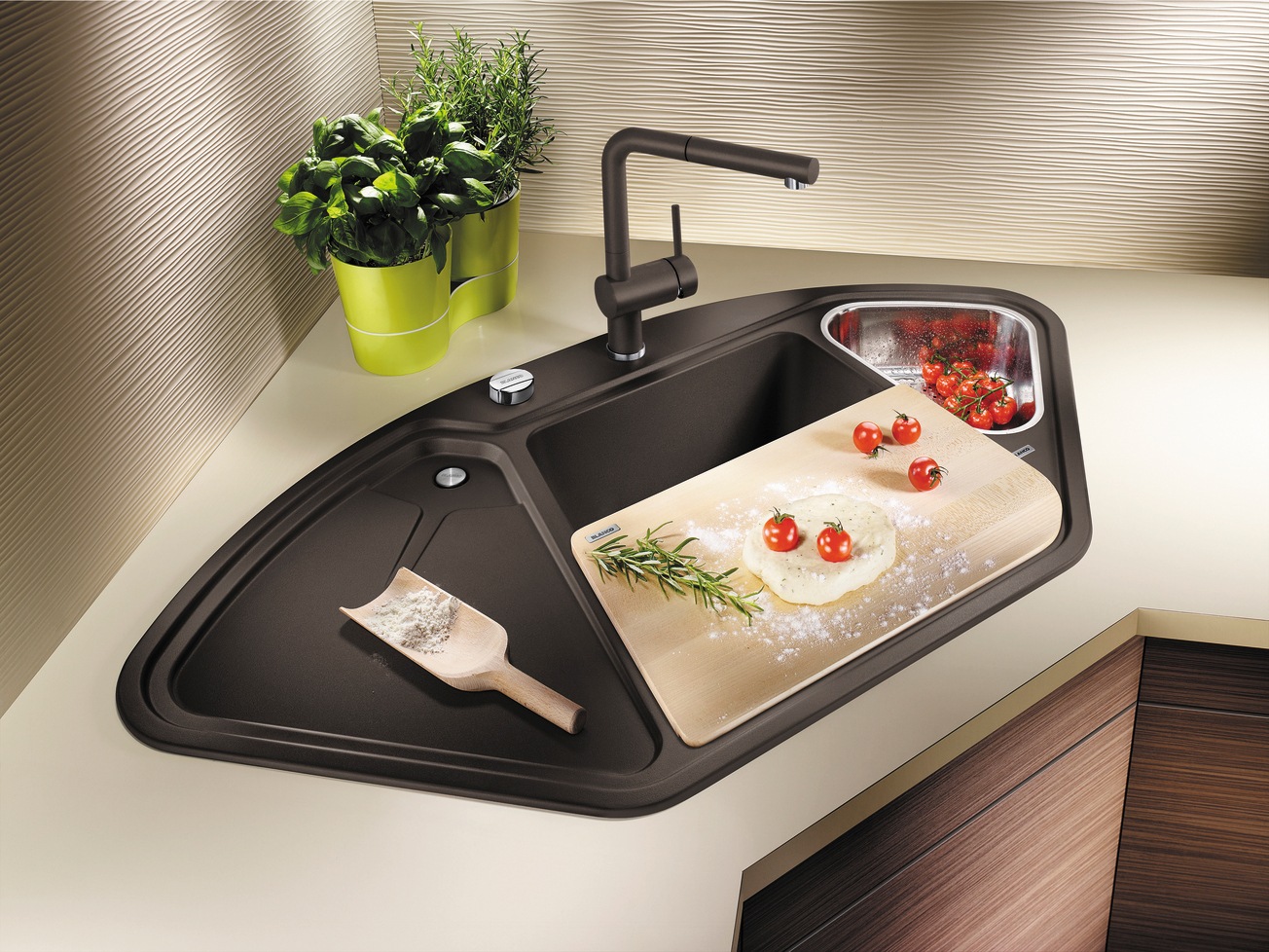 Blanco Granitspüle »DELTA II« aus SILGRANIT®, inkl. Edelstahl Multifunktionsschale