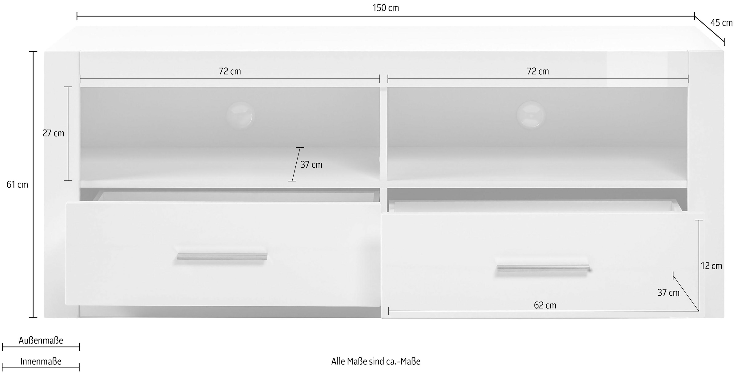 Home affaire Lowboard »Bianco« , Breite 150 cm