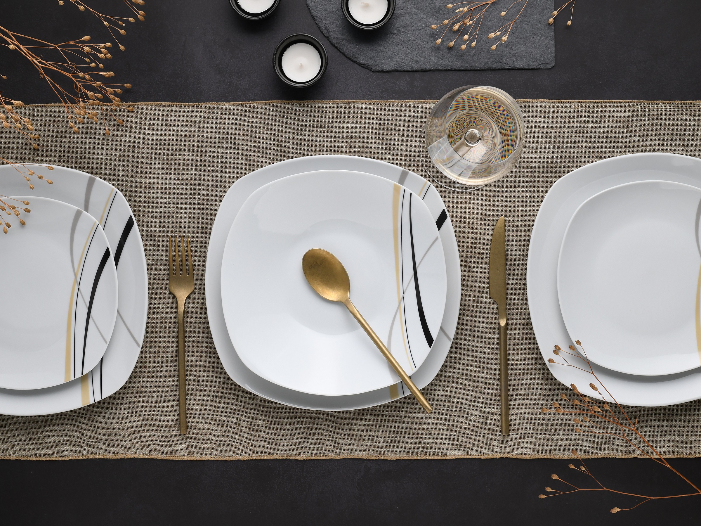CreaTable Teller-Set »Square City Line, Tellerset 18-tlg«, (Set, 18 tlg.), Moderner Urban Style