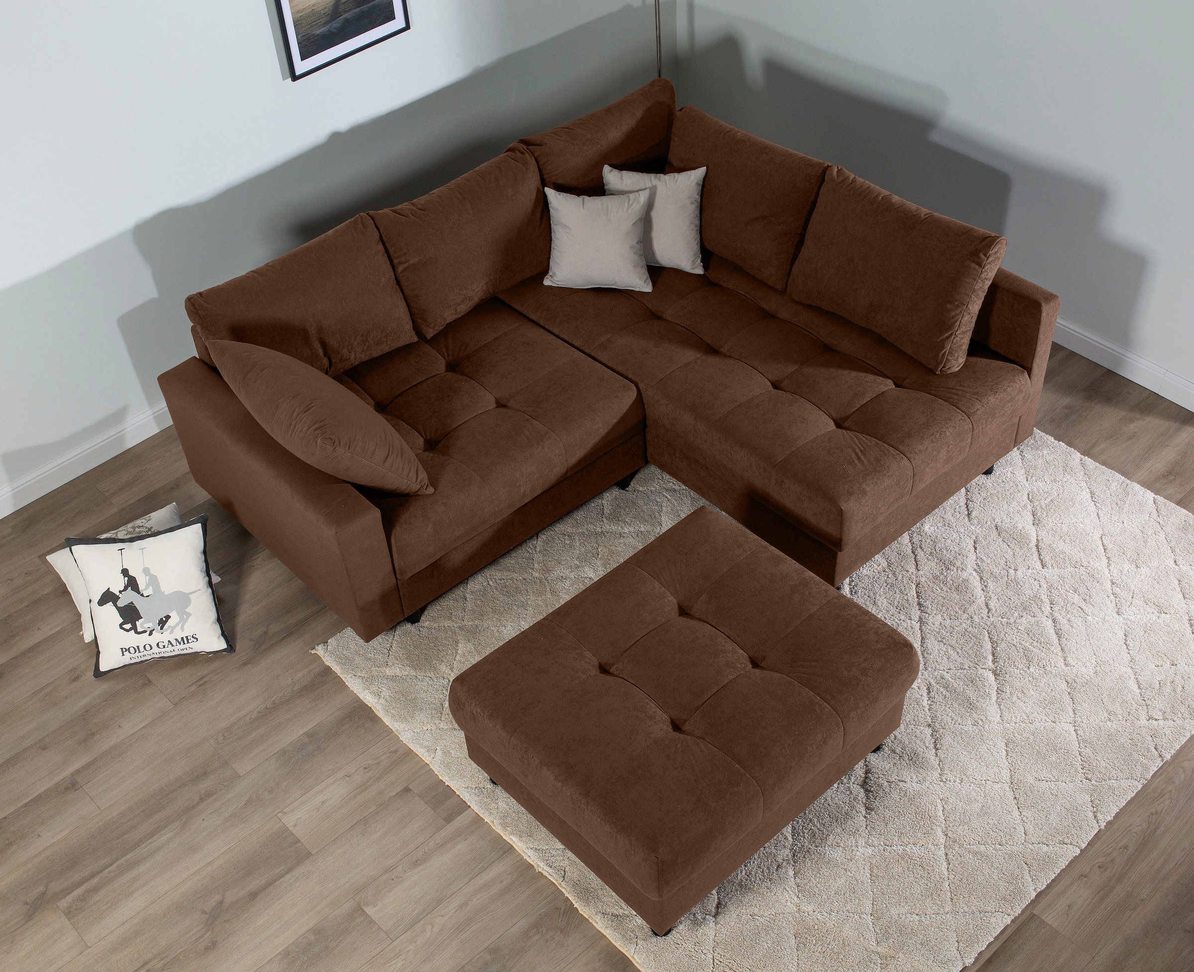 Home affaire Ecksofa »Toni L-Form«, Ottomane beidseitig montierbar, Federkern-Polsterung