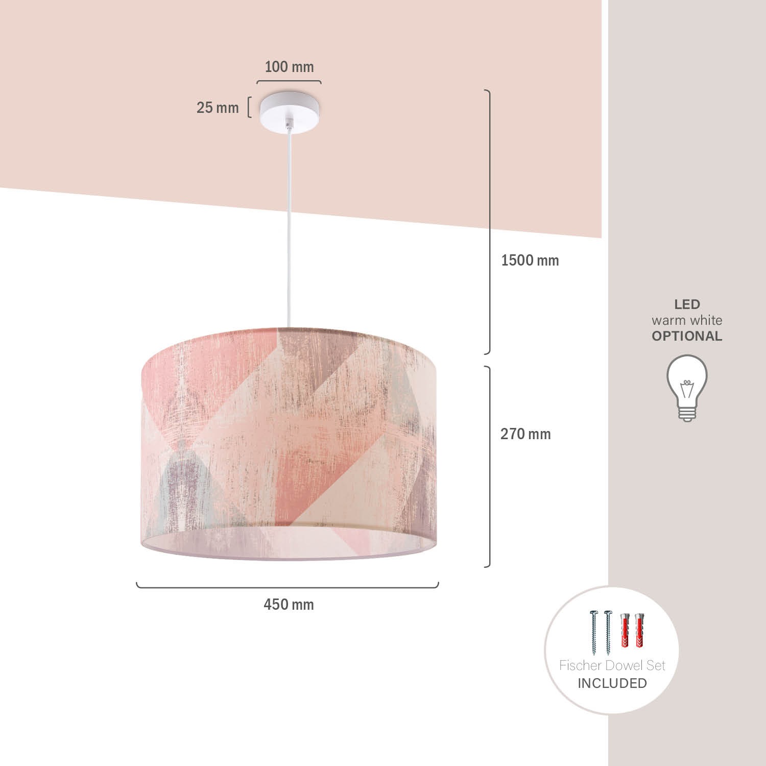 Paco Home Pendelleuchte »Mero 102«, 1 flammig, Leuchtmittel E27 | ohne Leuchtmittel, Deckenlampe Wohnzimmer Schlafzimmer Hängelampe Pastell Vintage E27
