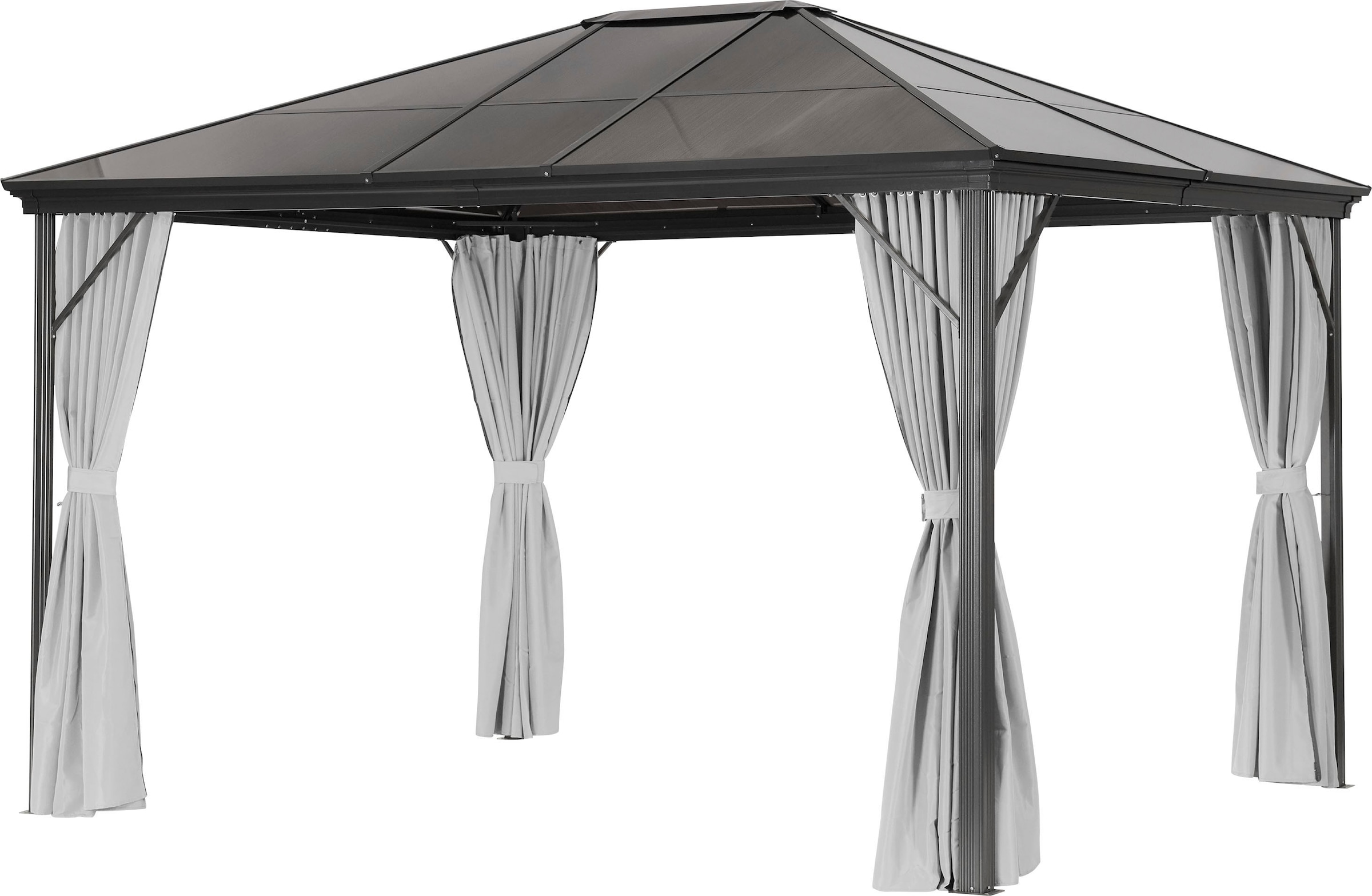 Pavillon »PROFI«, 365x300 cm, Aluminium Anthrazit/grau, PVC-Dach grau-transparent