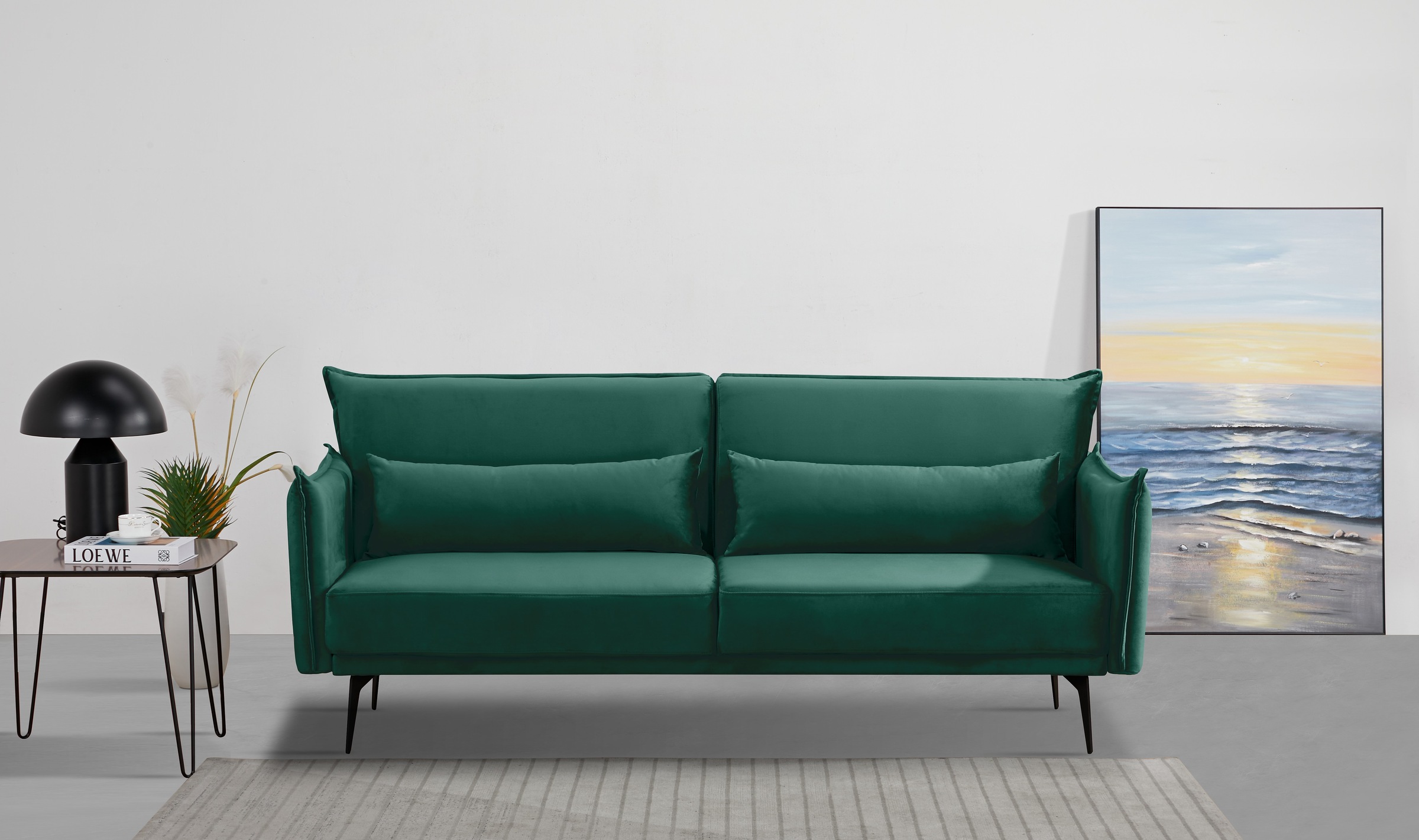 INOSIGN Schlafsofa »TULARE, 204 cm, klappbarer 3-Sitzer mit verstellbarer R günstig online kaufen