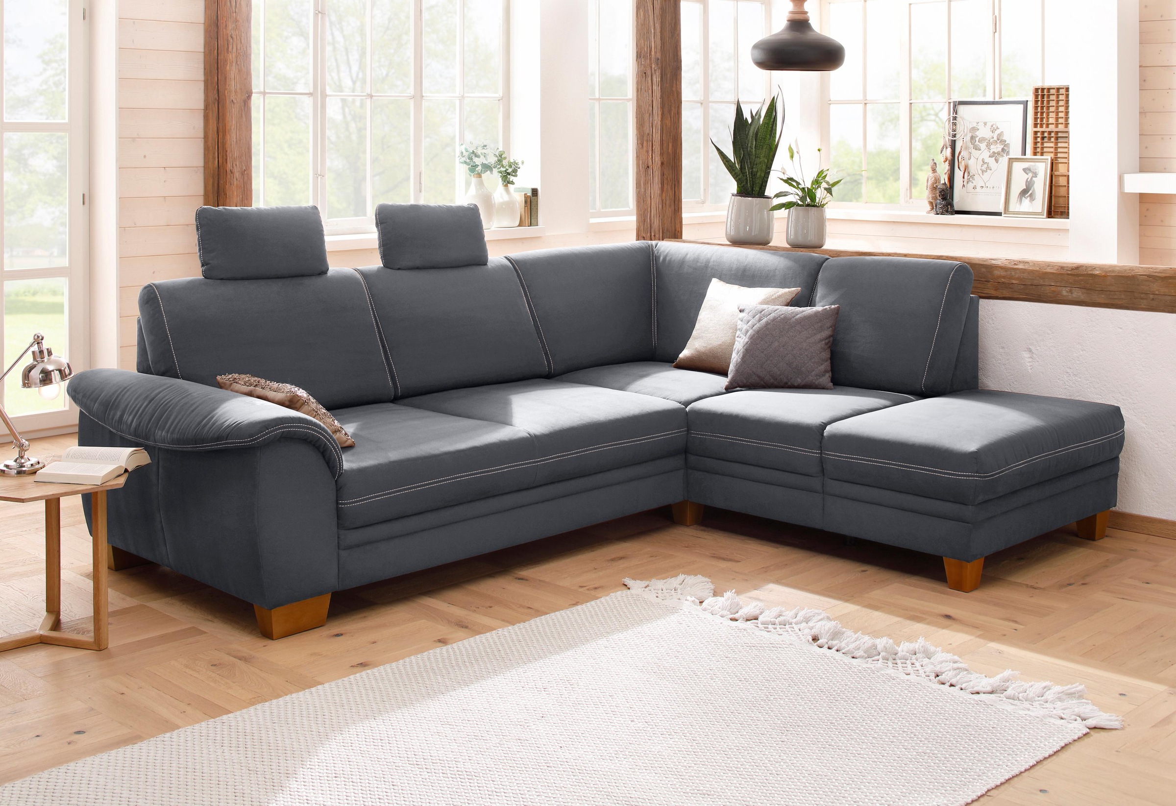 Home affaire Ecksofa »Husum L-Form«, mit Sitztiefenverstellung, Federkern-Polsterung und Kontrastnaht