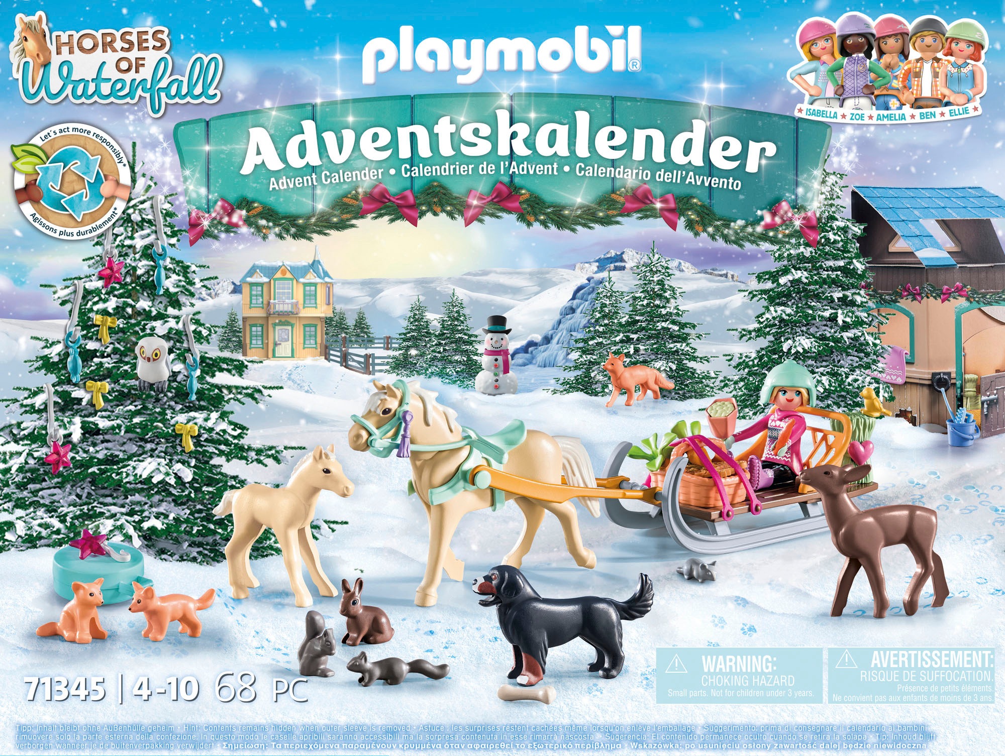 Playmobil® Spielzeug-Adventskalender »Spielbausteine, Pferde: Schlittenfahrt (71345)«, ab 4 Jahren, Horses of Waterfall; teilweise aus recyceltem Material
