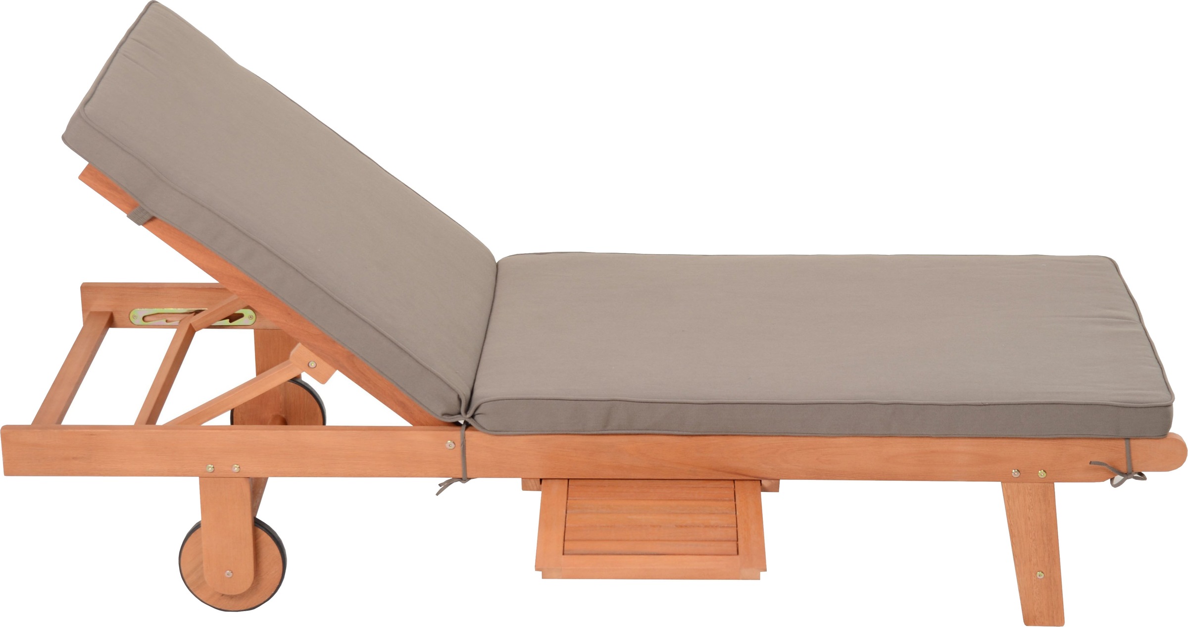 Garden Pleasure Gartenliege »Sonnenliege »SAN DIEGO«, braun«, Eukalyptusholz, verstellbare Rückenlehne, L: 110, cmausziehbarer Tisch