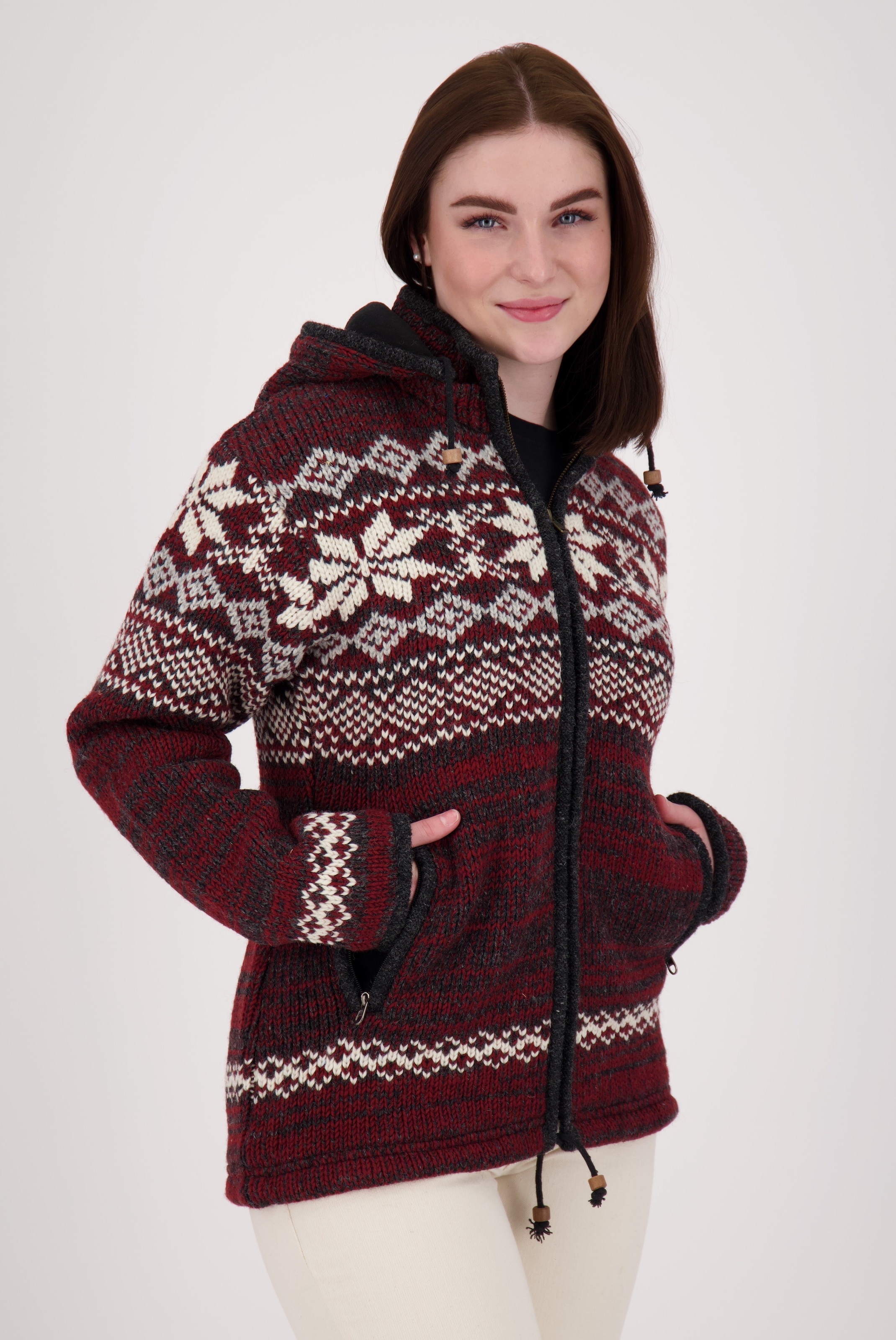 DEPROC Active Strickfleecejacke »ANNAPURNA«, mit Kapuze und weichem Fleece gefüttert