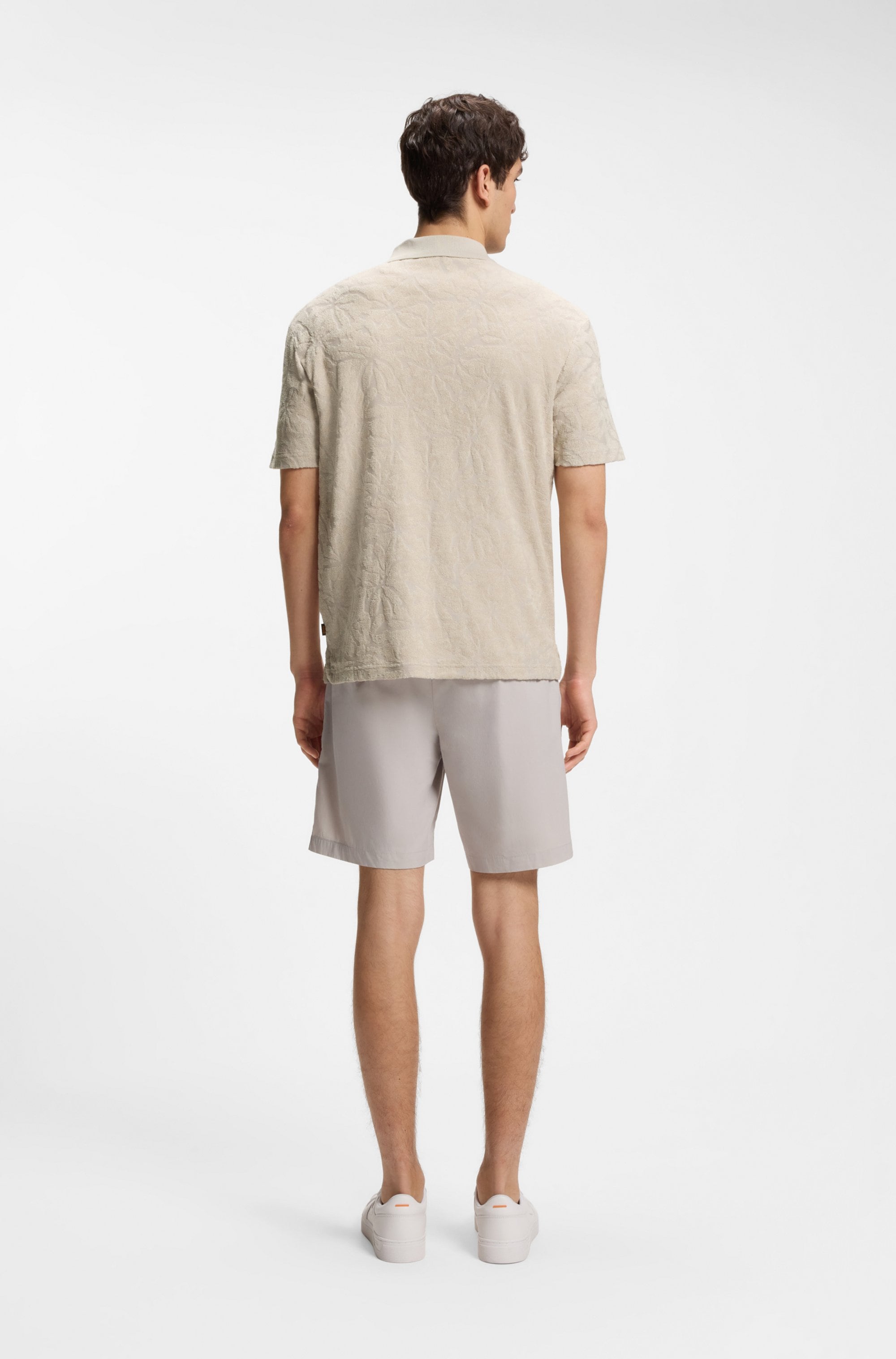 BOSS ORANGE Poloshirt florales Jacquardmuster, Baumwollfrottee, Relaxed Fit