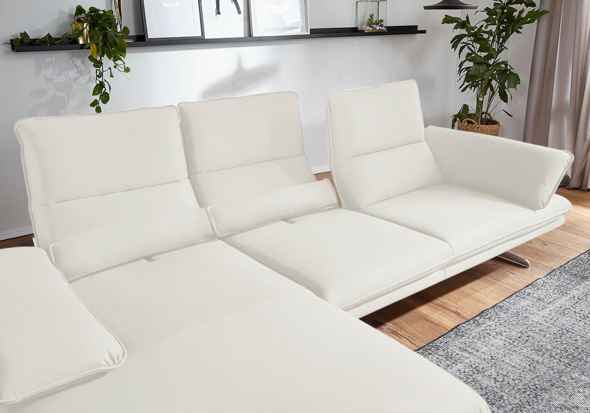 W.SCHILLIG Ecksofa »broadway, Designsofa mit tollem Sitzkomfort«, Sitztiefenverstellung, Kopfteil- & Seitenteilverstellung, Breite 291cm