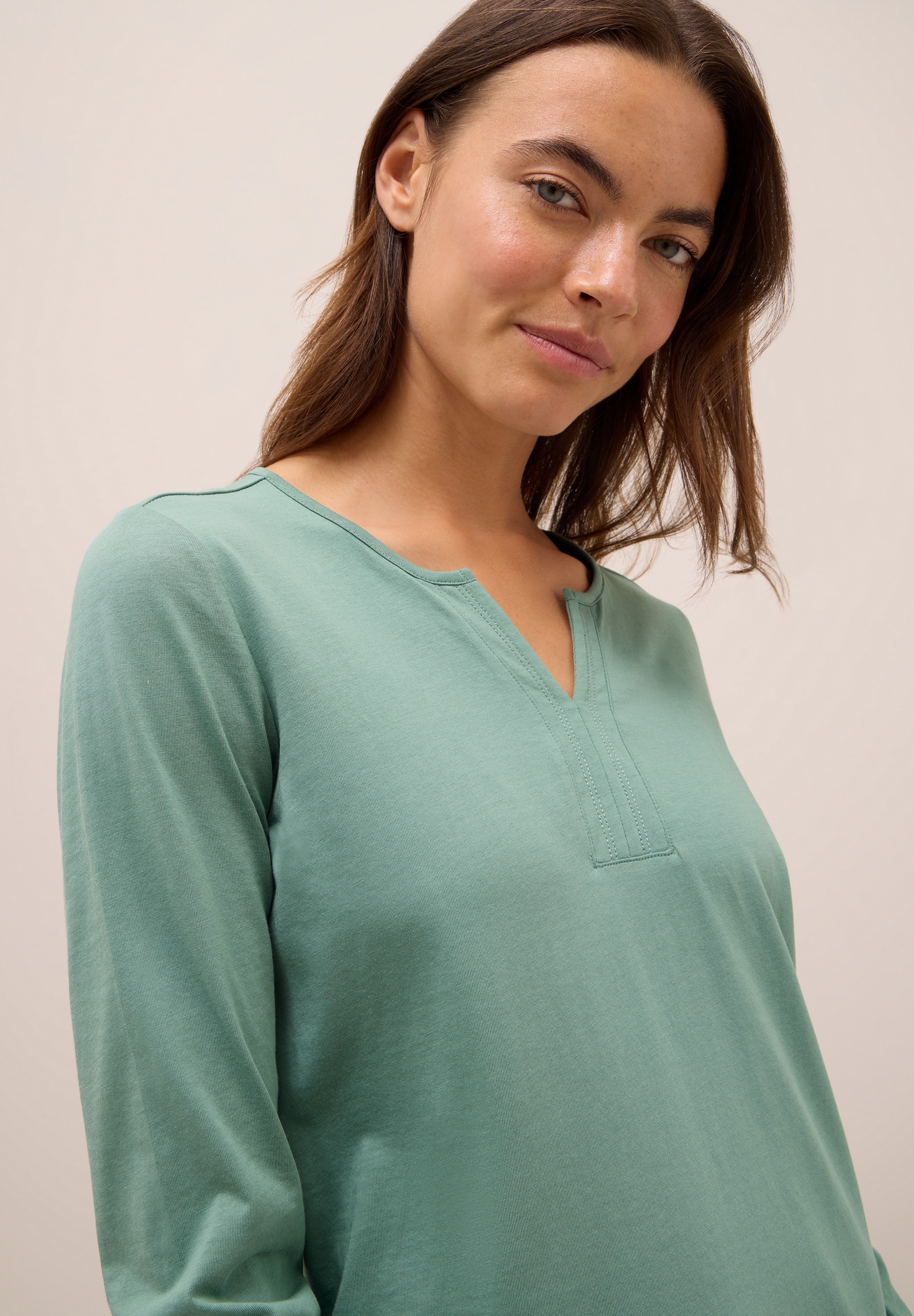 Cecil Tunikashirt Split Neck, unifarben