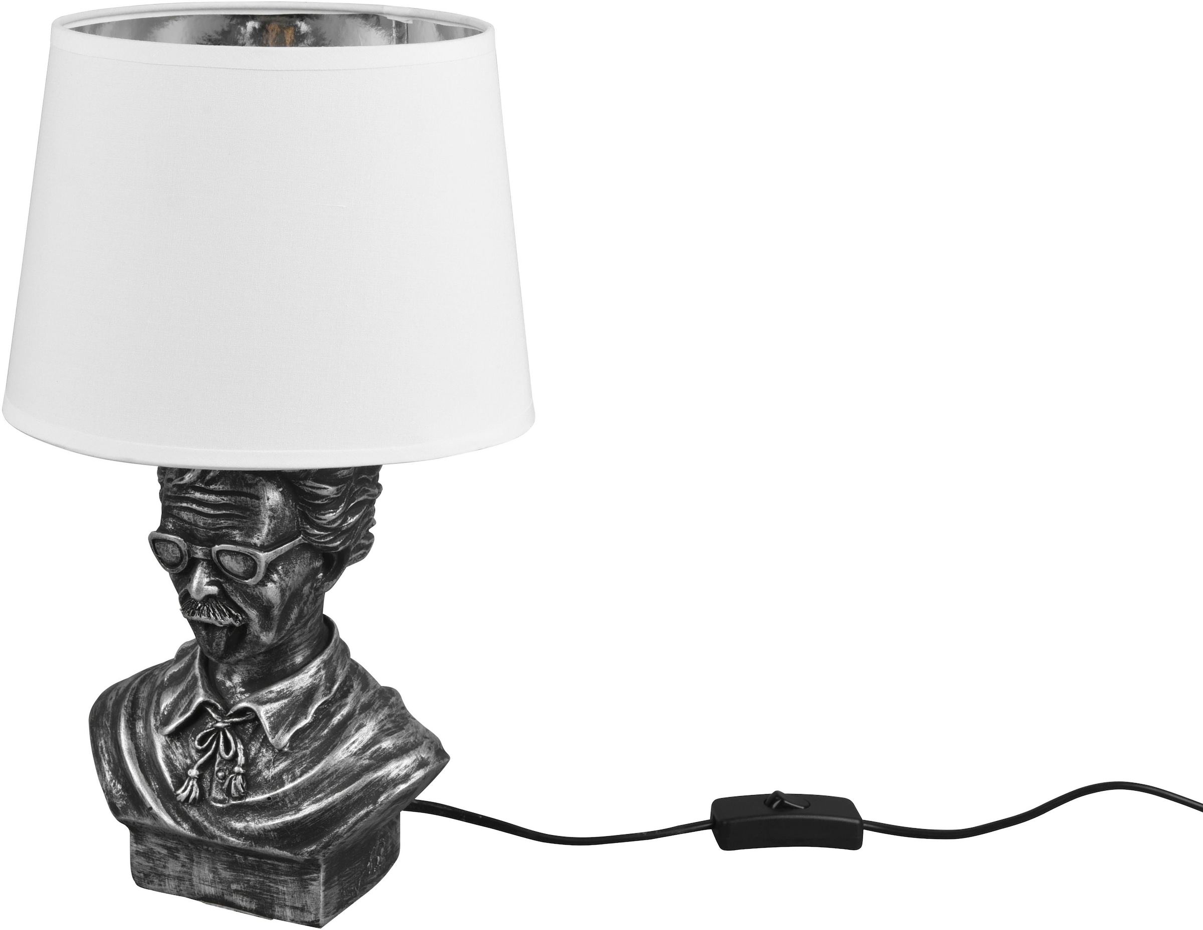 36cm TRIO - Design silber&weiß 1 Büste flammig-flammig, Schalter Höhe Tischleuchte Schirm Schreibtischlampe Leuchten »Albert«, Kopf bestellen online