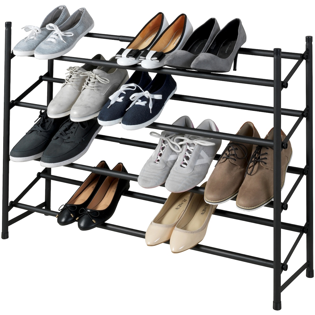 WENKO Schuhregal »Hero«, ausziehbar von 62 bis 115 cm, für 24 Paar Schuhe, pulverbeschichtetes Metall und hochwertiger Kunststoff