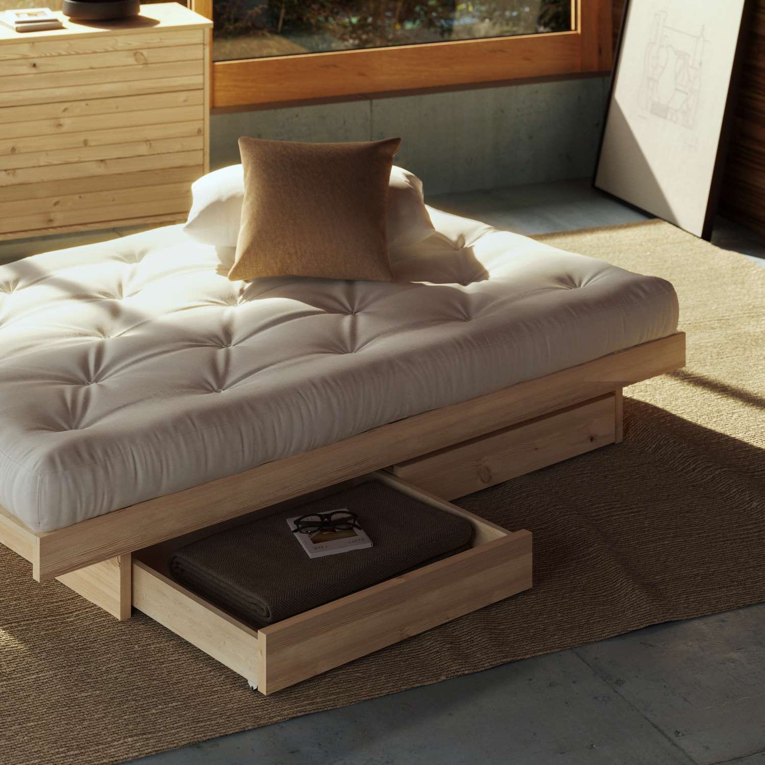 Karup Design Bettgestell »Kanso Bed, Stauraumbett, Bett mit oder ohne Schubladen«, Bett mit/ohne Schubladen, inkl Lattenrost, FSC®zertifiert