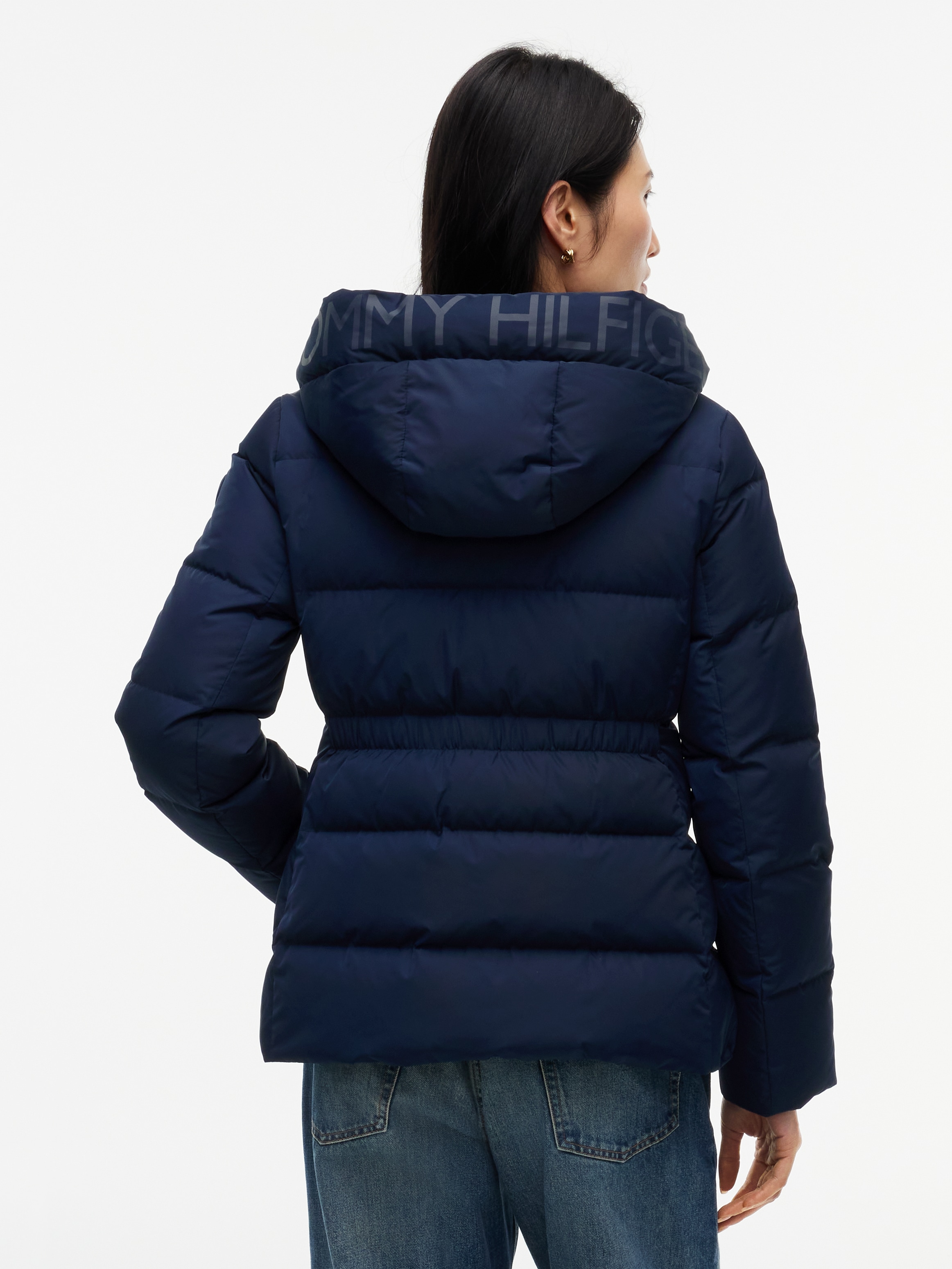 Tommy Hilfiger Steppjacke »DOWN BRANDED FITTED JACKET« mit Kapuze Kunstfaser