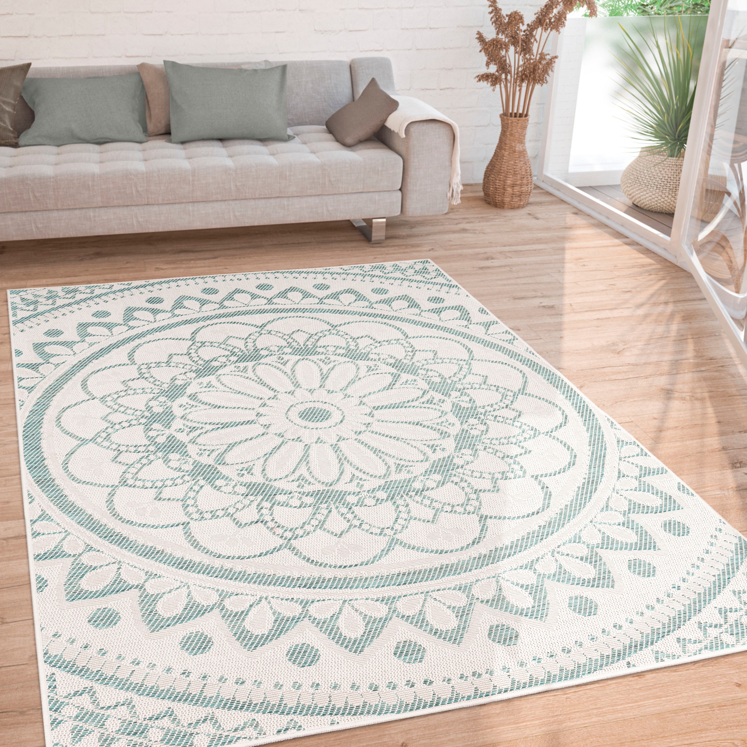 Paco Home Teppich »Brescia 471«, rechteckig, 4 mm Höhe, Flachgewebe, modernes orientalisches Design, In- und Outdoor geeignet