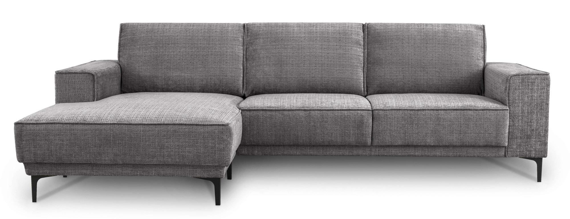 Places of Style Ecksofa »Polsterecke Oland, Struktur, Flachgewebe, Luxus-Microfaser, Boucle«, L-Form, 280 cm, Wellenunterfederung, Skandi-Design, Metallfüße