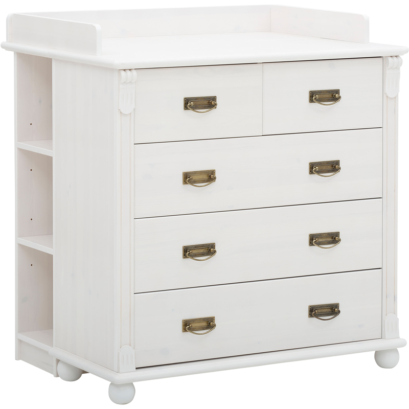 LÜTTENHÜTT Babyzimmer-Komplettset »"Aimo", Landhausstil, stabile Qualität, edles Design, Messinggriffe« Set, Kinderbett, Schrank, Wickelkommode, 3...