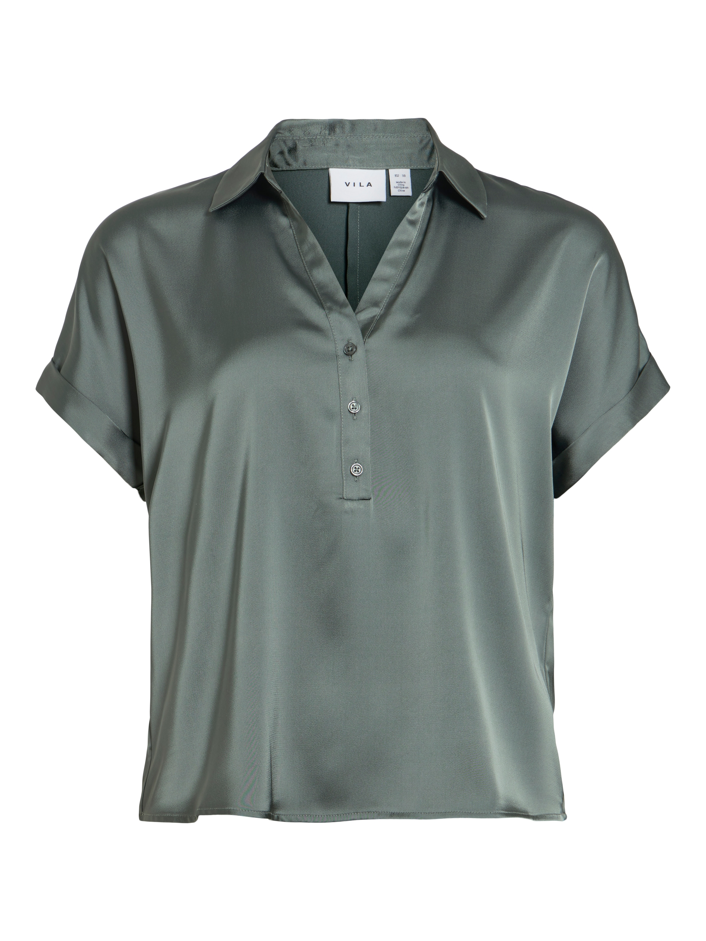 Vila Kurzarmbluse »VIENNA RAVENNA S/S TOP - NOOS« Kunstfaser, regular fit