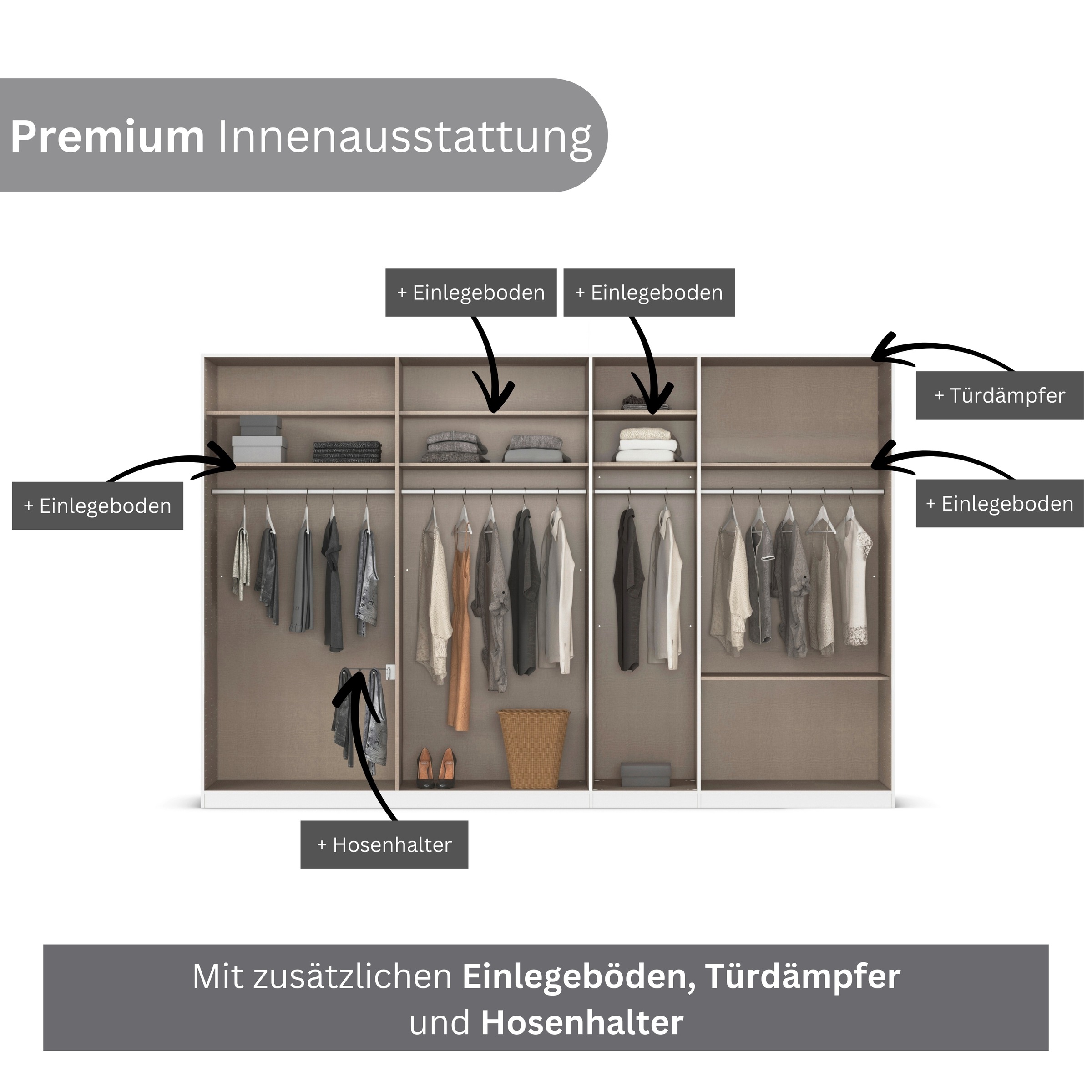 rauch Kleiderschrank »Drehtürenschrank Schrank Garderobe Wäscheschrank Schlafzimmer AVOLA«, (in 3 verschiedenen Ausstattungen BASIC/CLASSIC/PREMIUM), mit hochwertigen Stangengriffen in Schwarz aus Metall MADE IN GERMANY