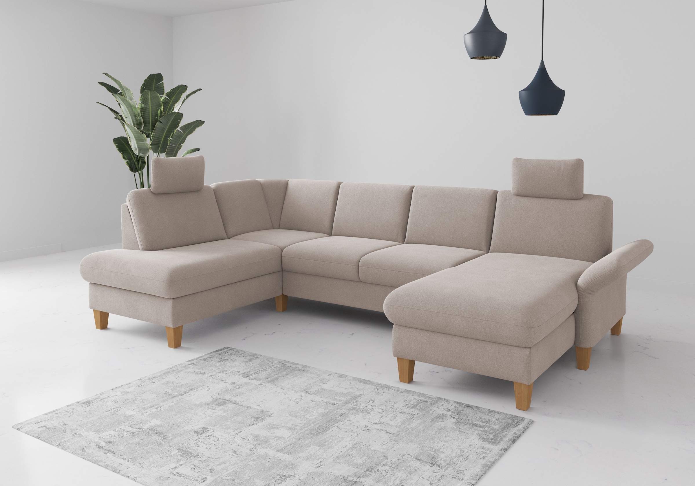 Home affaire Wohnlandschaft "Rochelle, U-Form", optional mit Armteilverstel günstig online kaufen