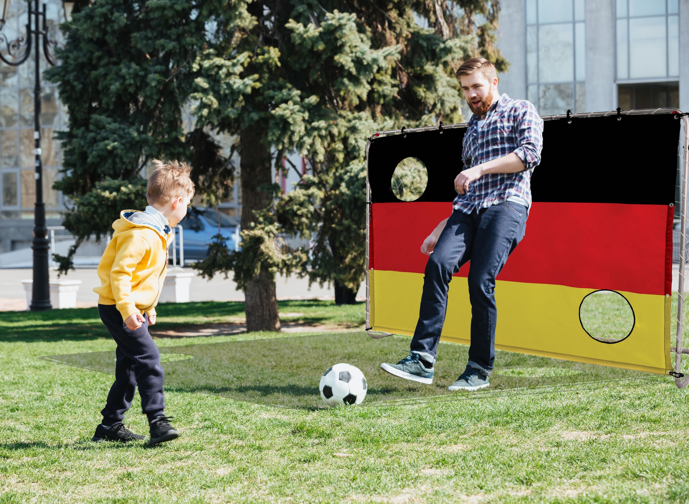 L.A. Sports Fußballtor »Soccer Goal 2in1 Set - Kinder Tor mit Netz und Torschusswand«, (2in1 Kinderfussballtor und Torschusswand)