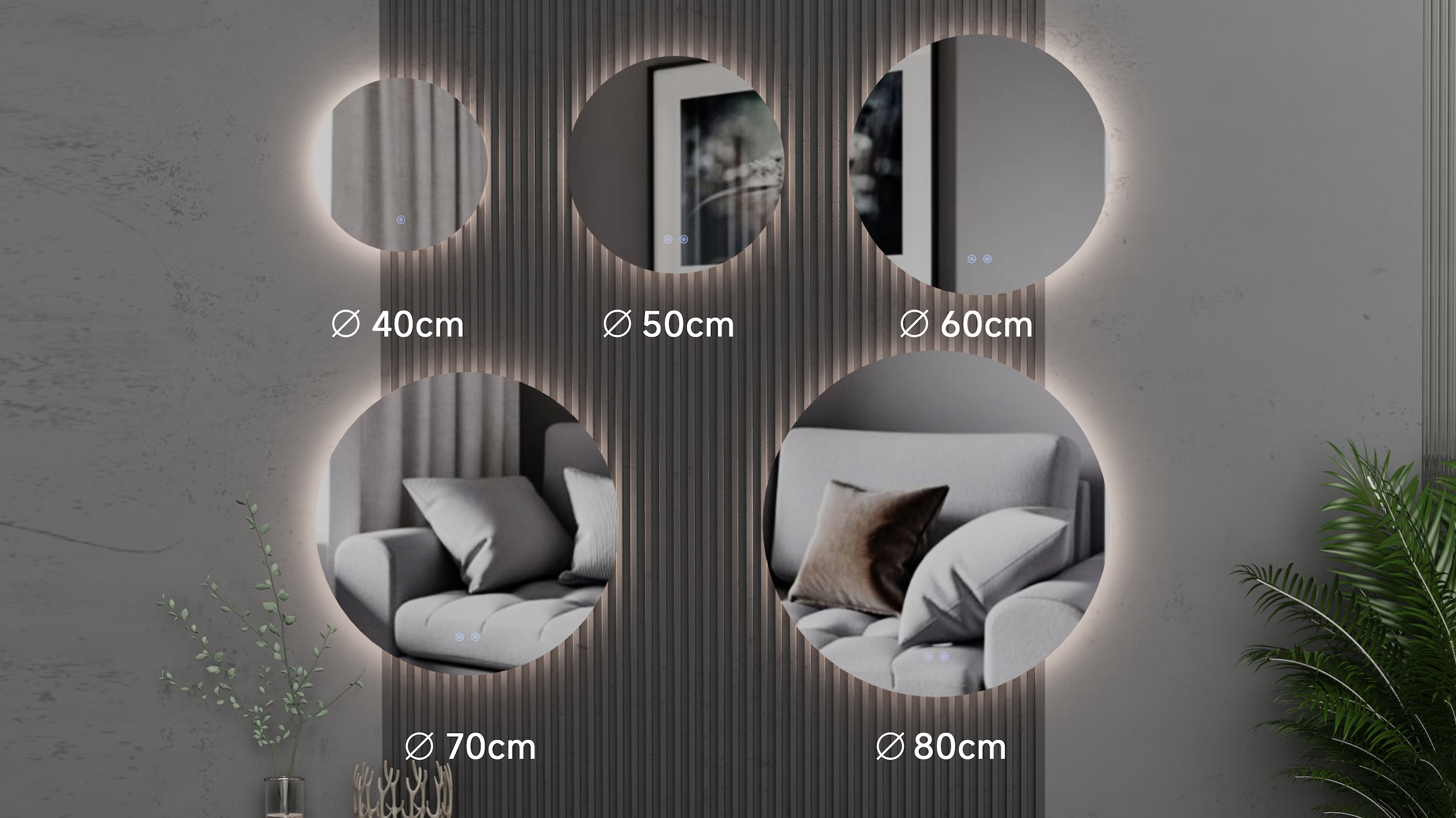 welltime LED-Lichtspiegel »Toledo rund, Spiegel mit LED Beleuchtung, Badspiegel« mit Anti-Fog Beschichtung