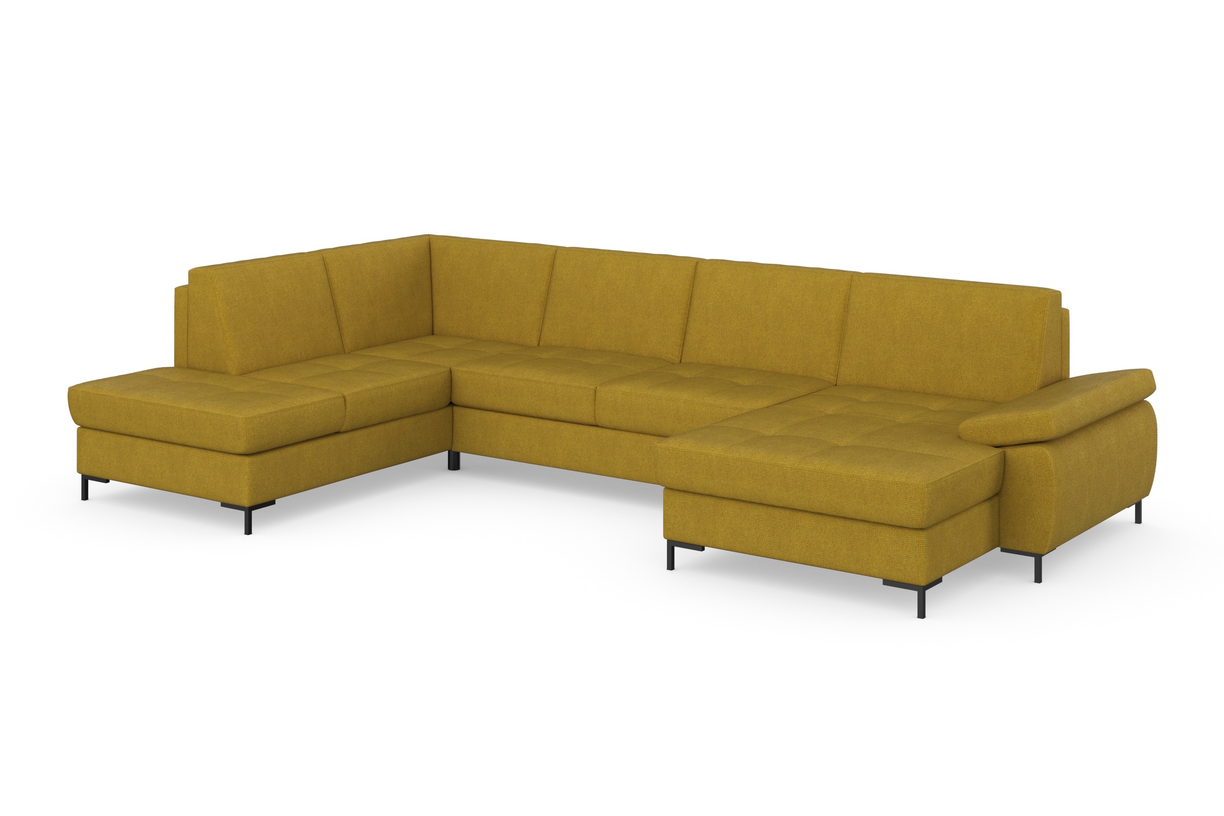 DOMO collection Wohnlandschaft »Capelo, komfortabel, klare Linien zeichnen dieses Design aus, U-Form«, mit Armteilverstellung, wahlweise mit Bettfunktion, Federkern