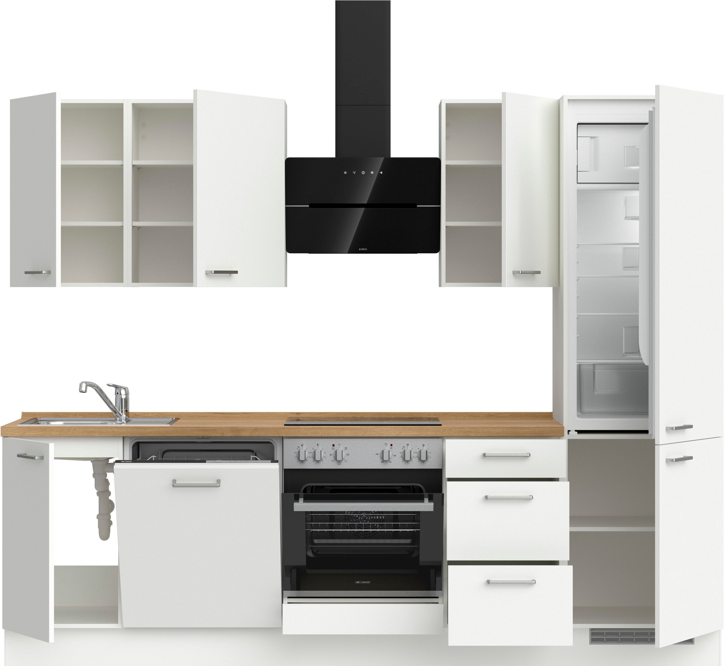 nobilia® Küchenzeile »"Touch II", NEU: individuell anpassbar mit gratis Profi-Beratung« vormontiert, Breite 270 cm, Ausrichtung wählbar, wahlw. mit E-Geräten
