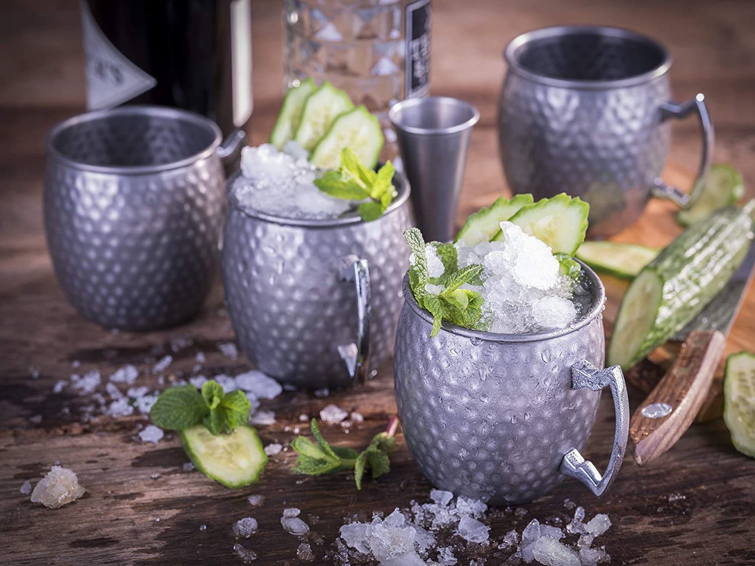 Buddy's Becher »Buddy´s Bar«, (4 tlg.), Moscow Mule Becher, 500 ml, hochwert. Edelstahl, Hammerschlag-Effekt