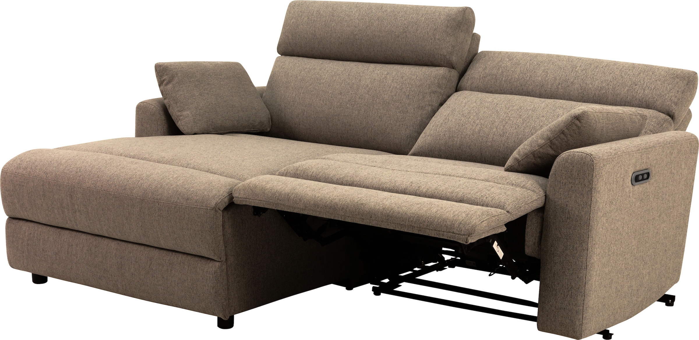 INOSIGN Ecksofa »JENNA, L-Form, 209cm, manuelle u. elektrische Funktion, mit USB A/C,«, Liegefunktion 105°-150°, Federkern, Struktur fein