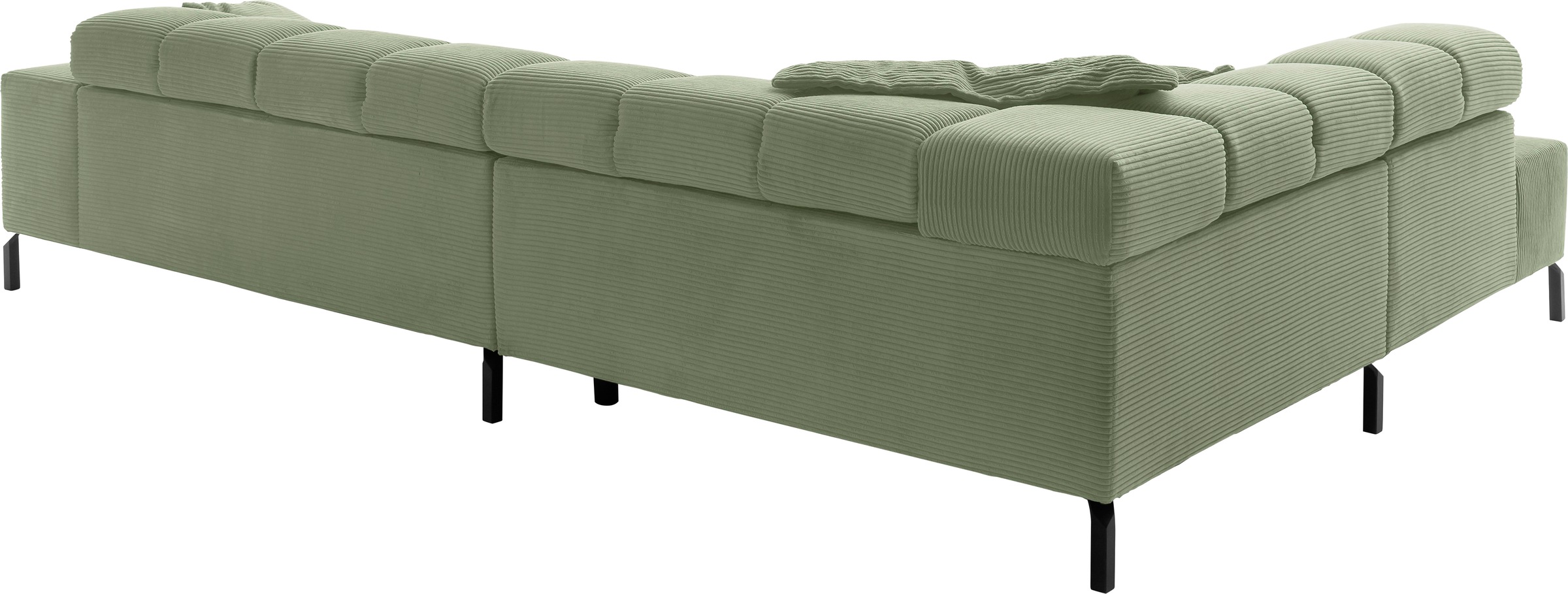 INOSIGN Ecksofa »Ancona New, wahlweise motorische Sitztiefenverstellung, auch in Cord«, feine Steppung, mit Kopfteilverstellung, 3 Zierkissen, L-Form