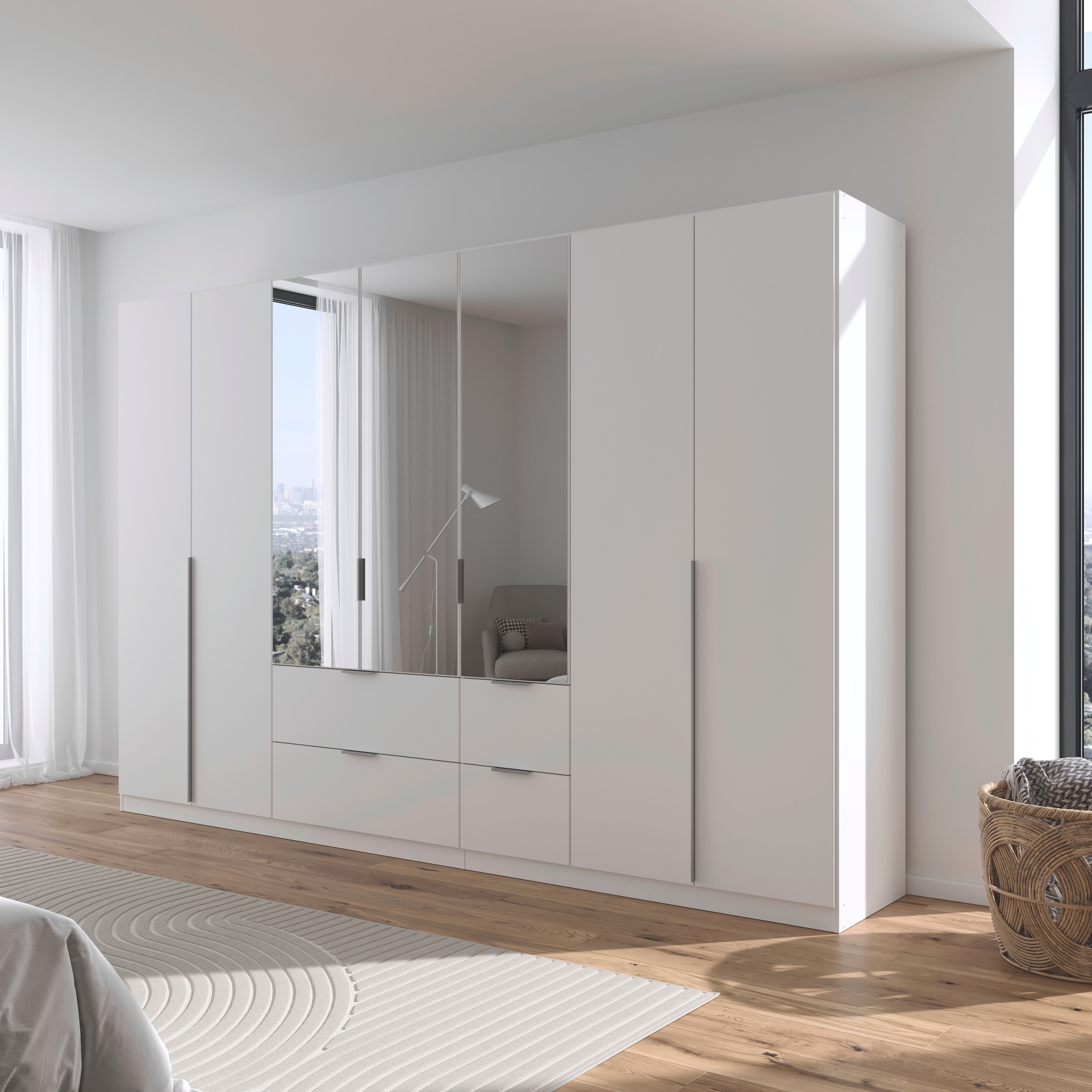 rauch Drehtürenschrank »Kleiderschrank Schrank Garderobe AGORDO mit Dekor- oder Hochglanzfront«, (in zwei Griff-Farben mit Dekor- oder Hochglanzfront), mit Außenschubkästen, in 6 Breiten und 2 Höhen MADE IN GERMANY