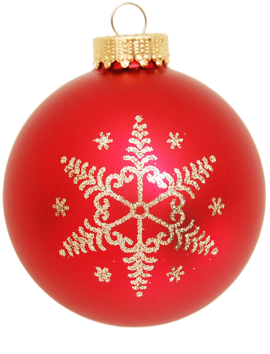 Krebs Glas Lauscha Weihnachtsbaumkugel »Schneeflocke rot«, (Set, 16 St.), Weihnachtsdeko, Christbaumschmuck, Christbaumkugeln aus Glas