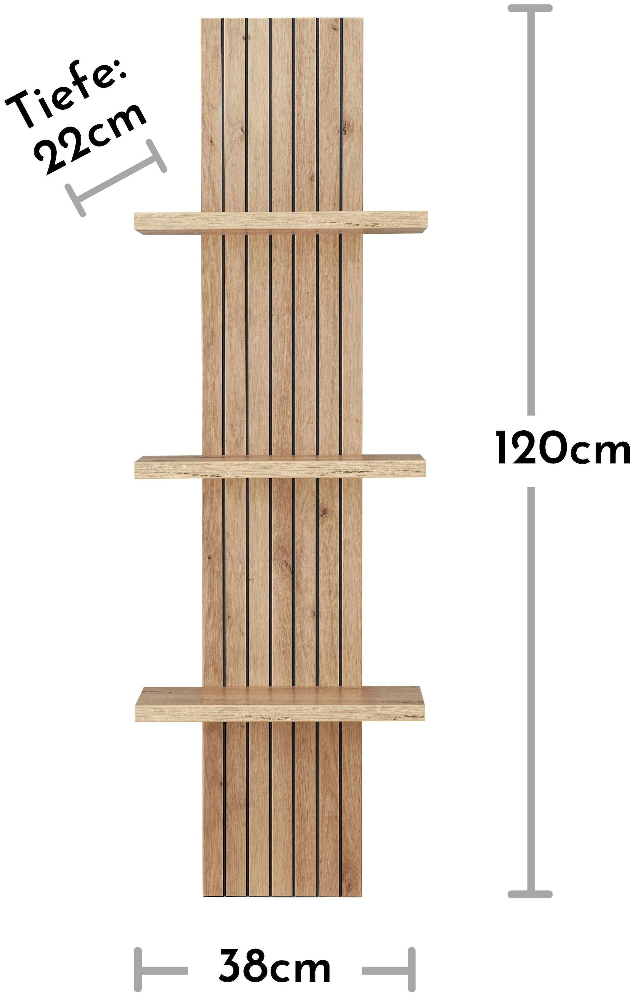 Innostyle Wandregal »Core, Wandpaneel Maße B/H/T 38x120x22 cm« 1 Stk. tlg. Wandpaneel mit 3 Böden