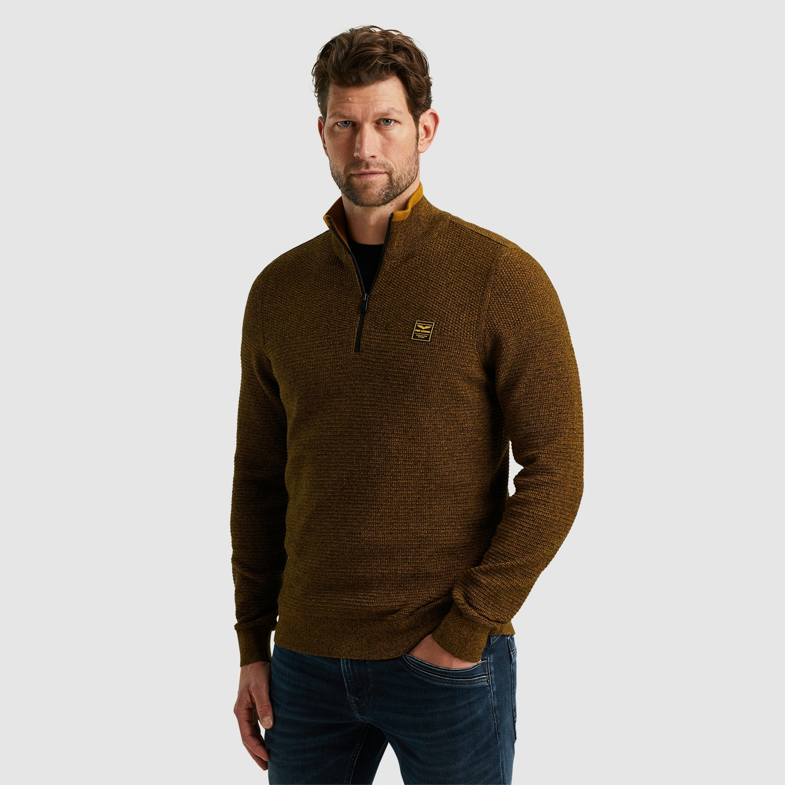 PME LEGEND Troyer »Half zip collar cotton mouline«, mit Logostickerei