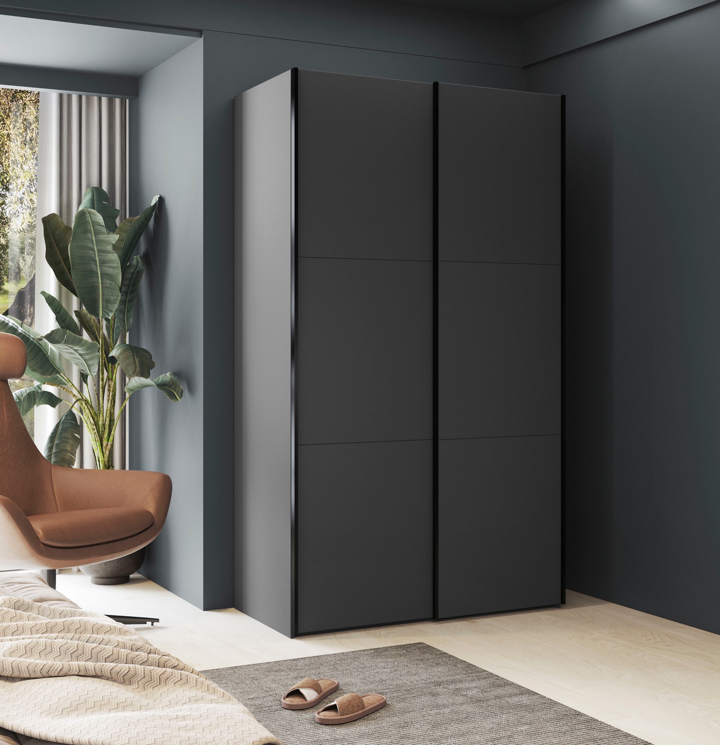 INOSIGN Kleiderschrank »Eastvale, 120x64x210cm, ideal für kleine Räume oder Nischen«, Schrank mit Schwebetüren, FSC-zertifiziert, Metallgriffe