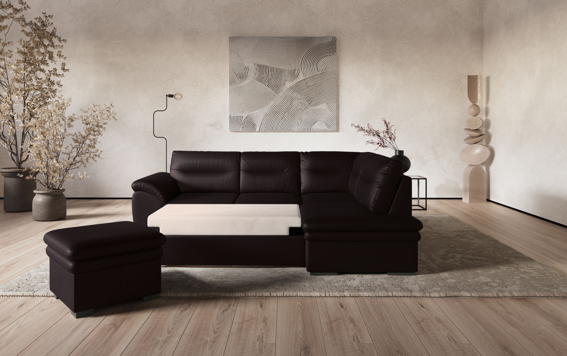 COTTA Ecksofa »Leandra L-Form« wahlweise mit Bettfunktion & Bettkasten günstig online kaufen