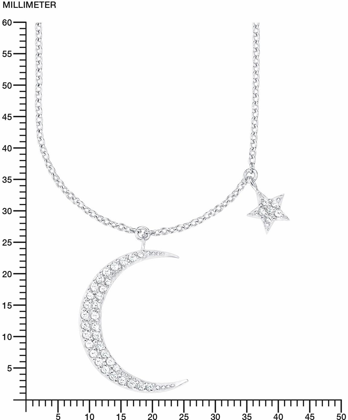 Amor Kette mit Anhänger »Mond und Stern«, mit Zirkonia (synth.)