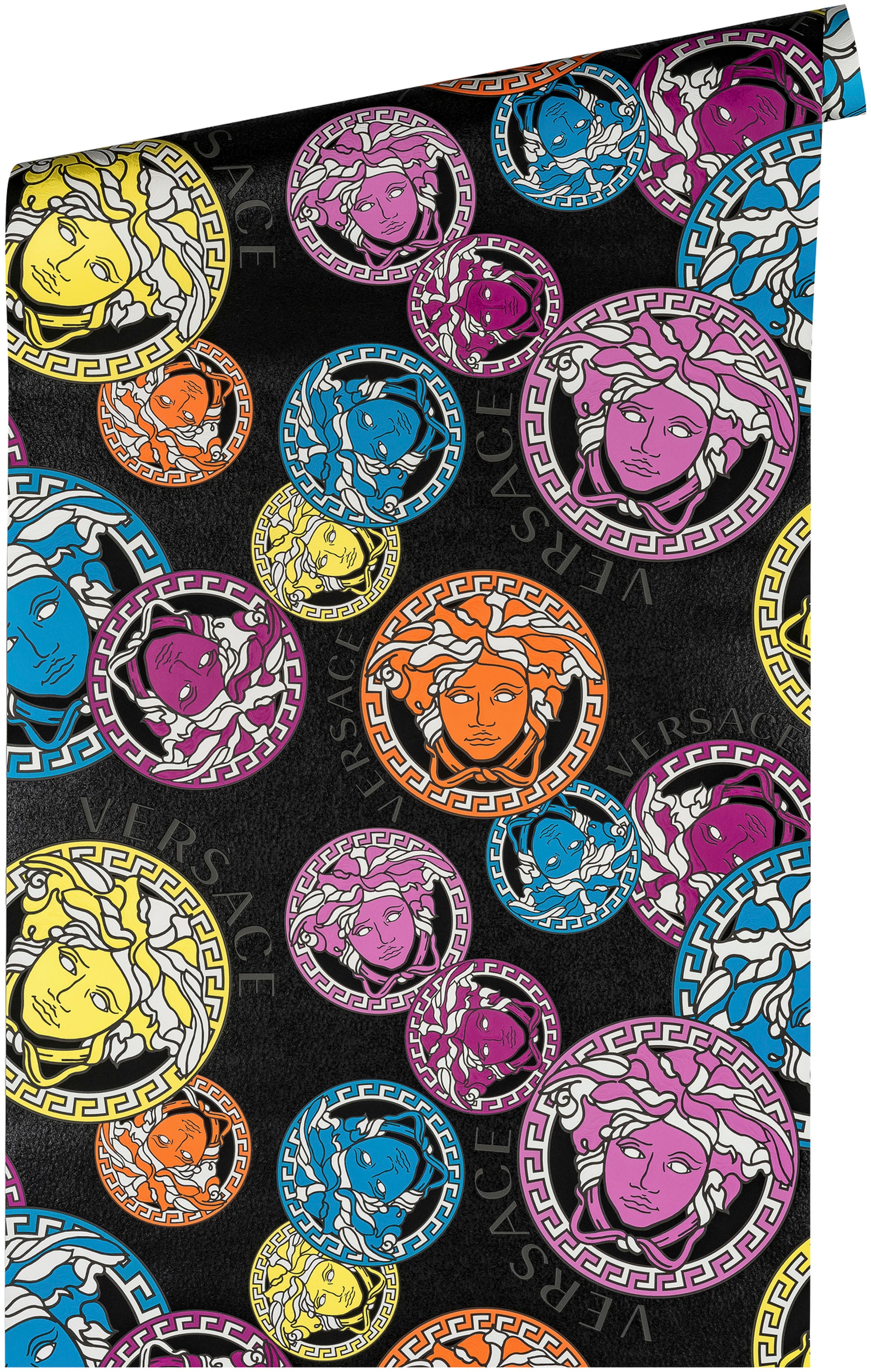 Versace Vliestapete »Wallpaper Versace 5 Medusakopf«, leicht glänzend-gemustert-abstrakt, Designertapete Tapeten Wohnzimmer Schlafzimmer Küche Flur Design Optik