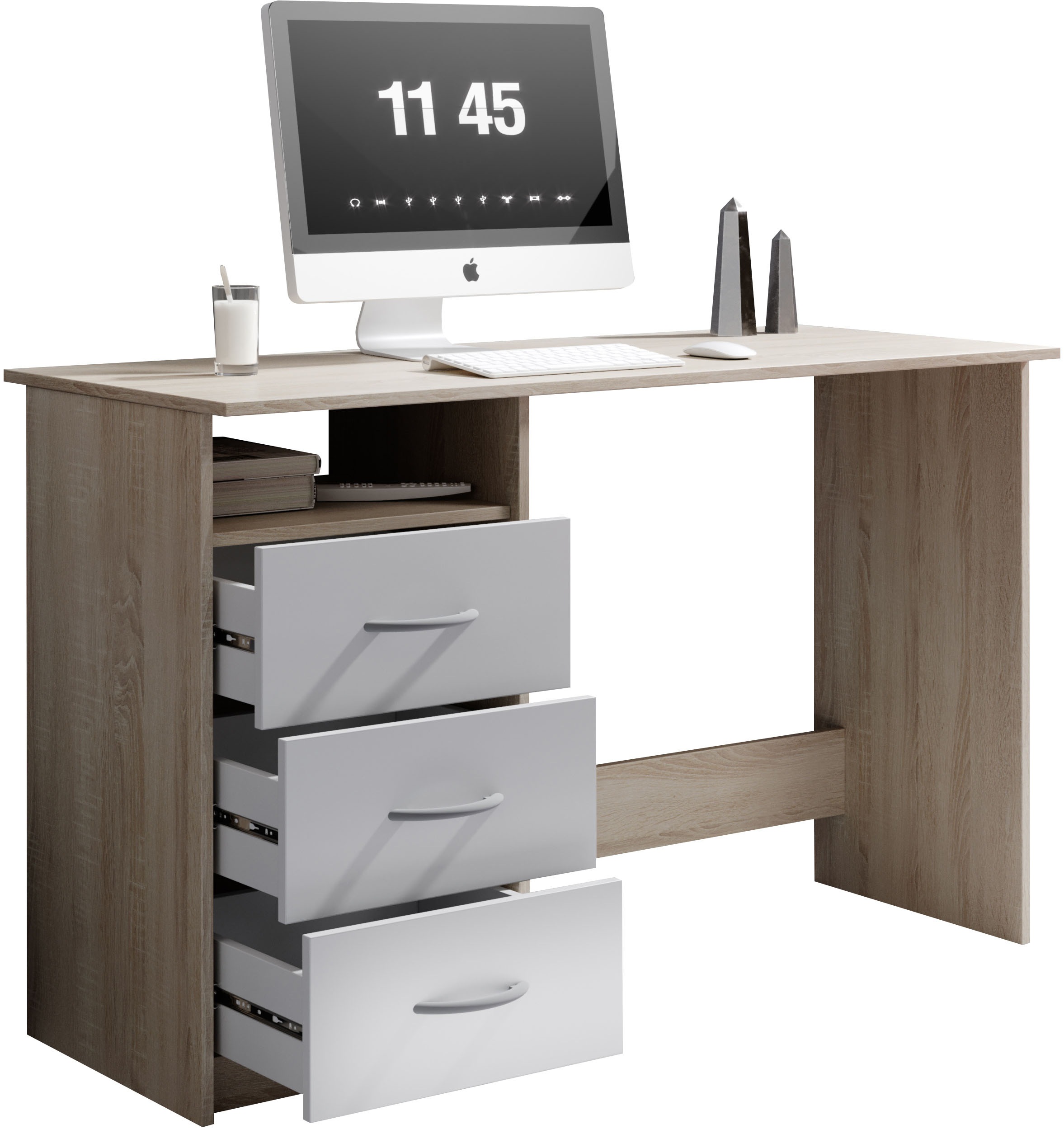 BEGA OFFICE Schreibtisch »Adria, Computertisch,«, Schubkästen rechts oder links montierbar, Breite 123 cm