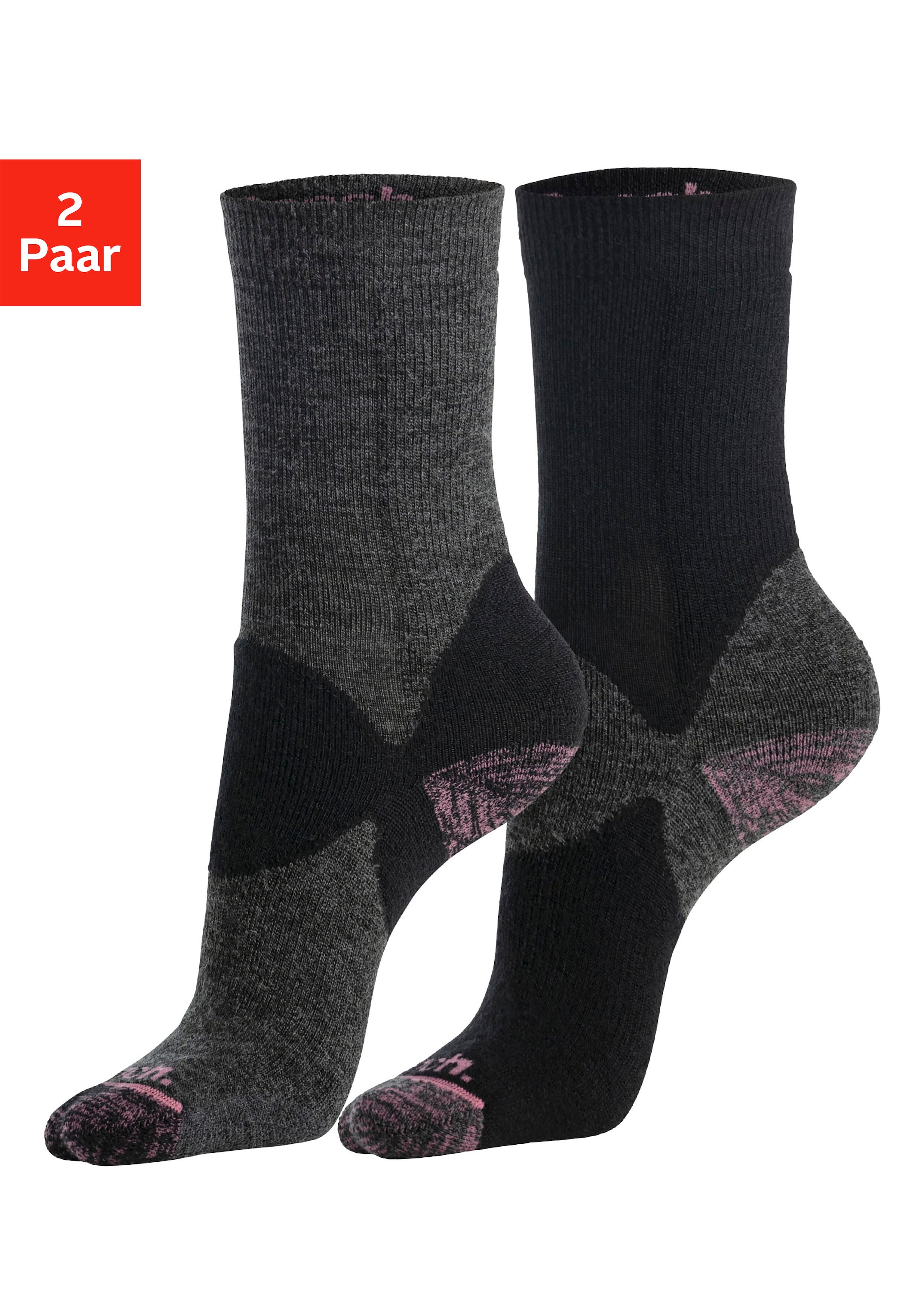 Bench. Wandersocken, (2 Paar), Wollsocken aus flauschigem Material mit 36% Wolle