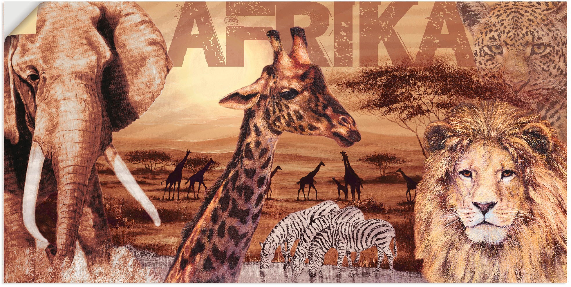 Artland Wandbild »Afrika«, Wildtiere, (1 St.), als Alubild, Outdoorbild, Le günstig online kaufen